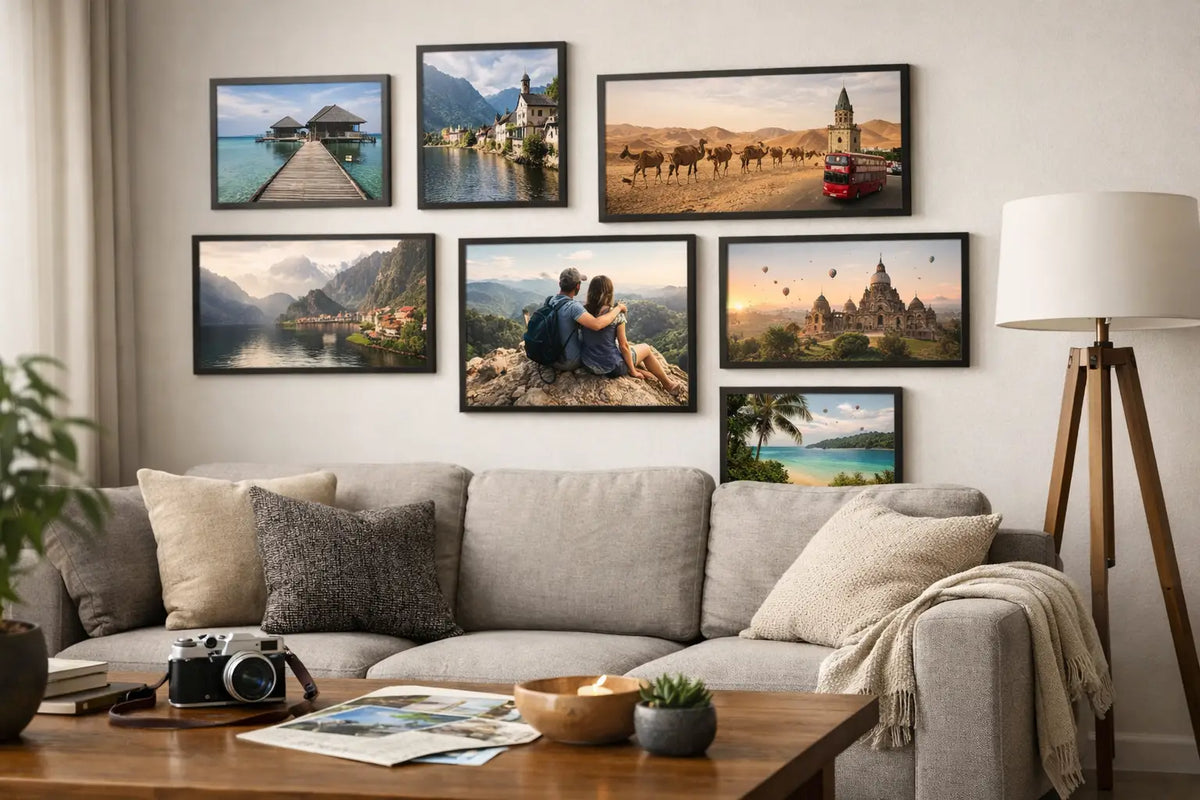 Wohnzimmer mit Reisefotos gestalten und veredeln