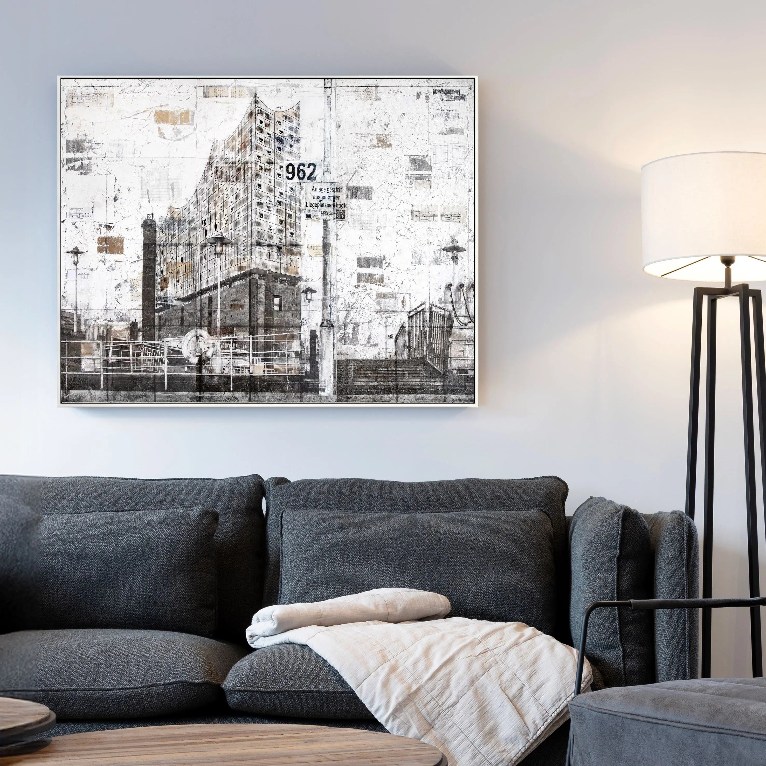 Wandbild Motiv GM03 Hamburg ’Elbphilharmonie’ - Druck auf Leinwand mit Schattenfuge by Cosman-Photocollection