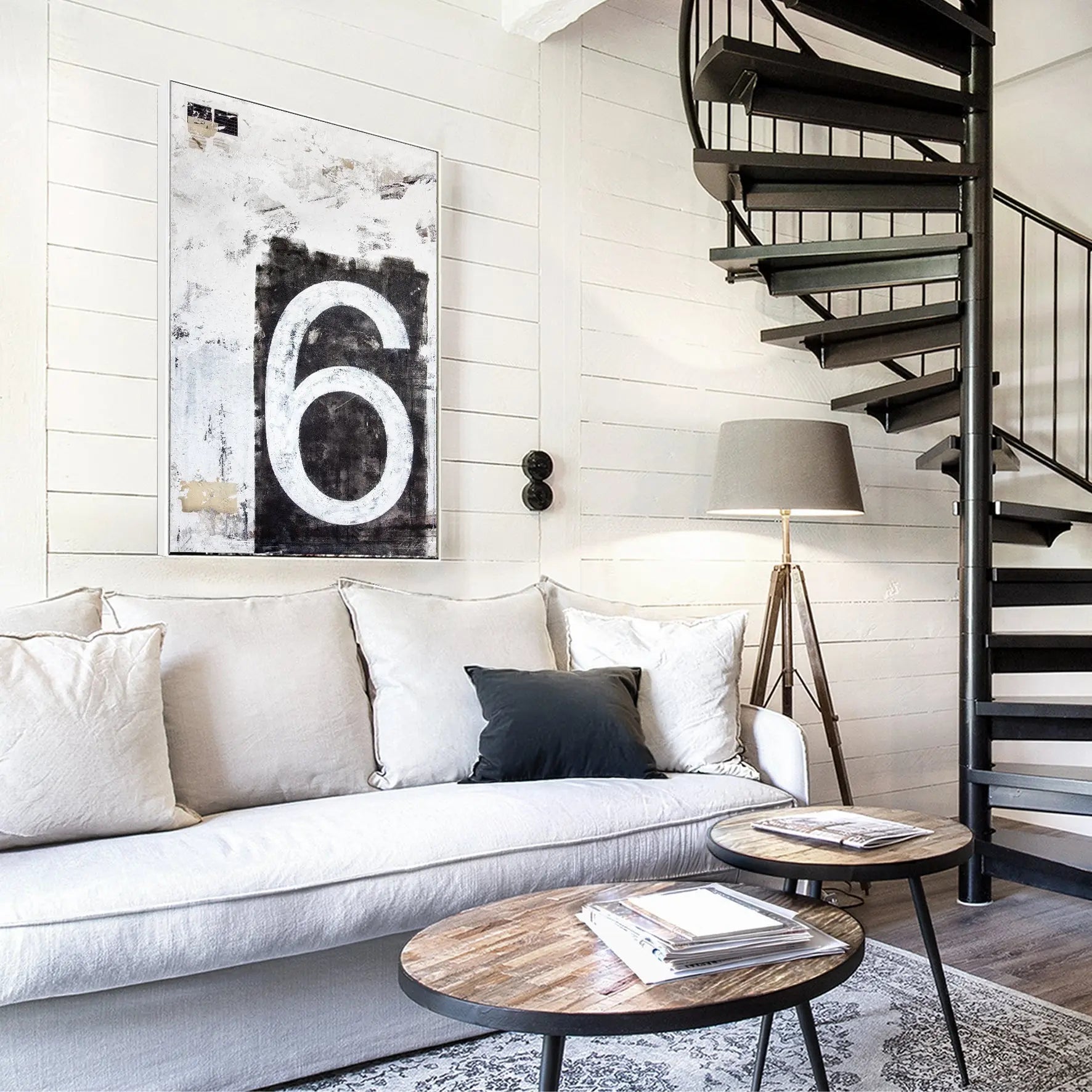 Wandbild GM86 Kunst Zahl ’Sechs’ - Druck auf Leinwand