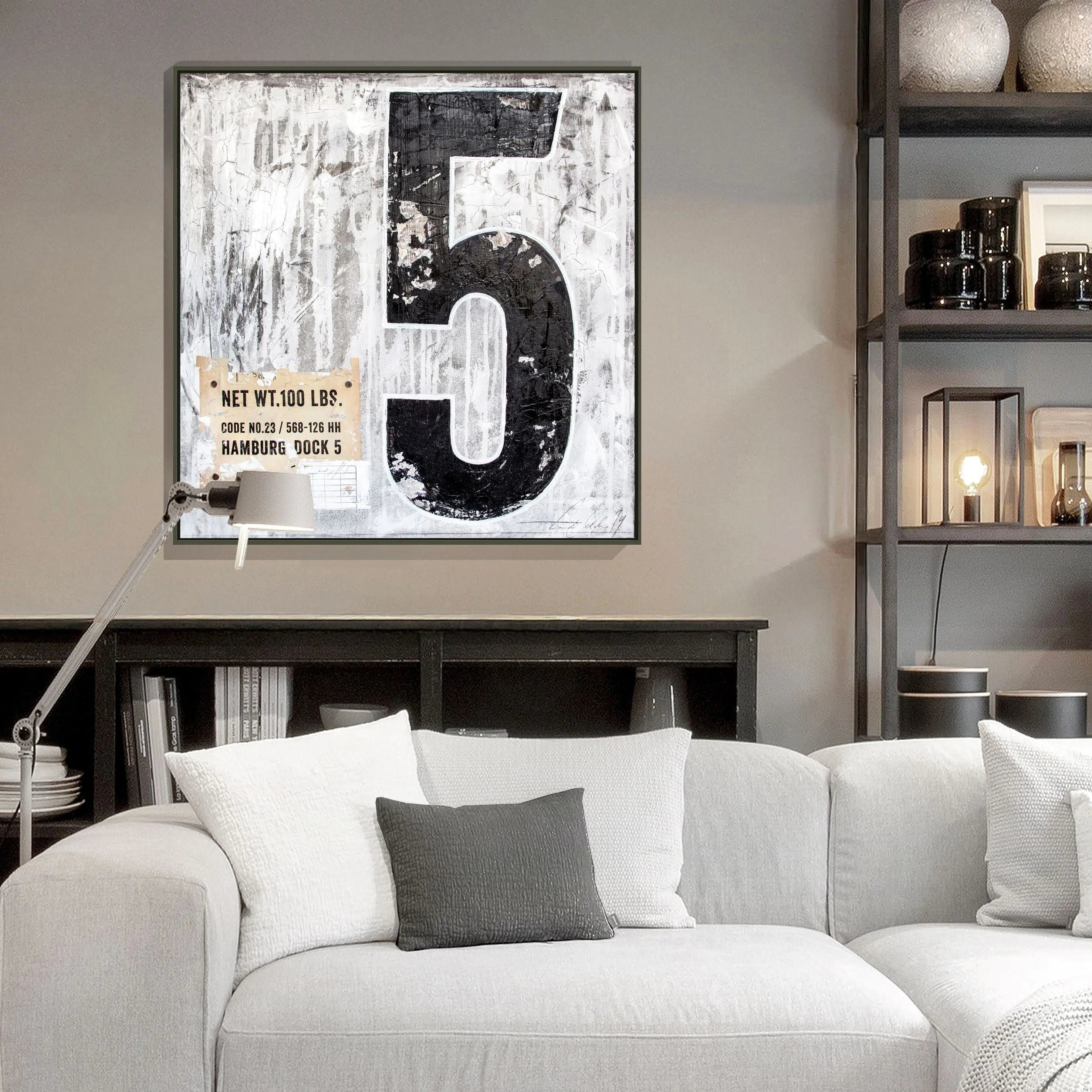 Wandbild GM11 ’Fünf’ - Druck auf Leinwand mit Schattenfuge by Cosman-Photocollection