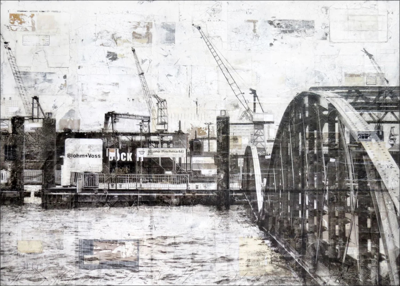 Poster / Druck Hamburg Hafen ’Landungsbrücken’ GM70