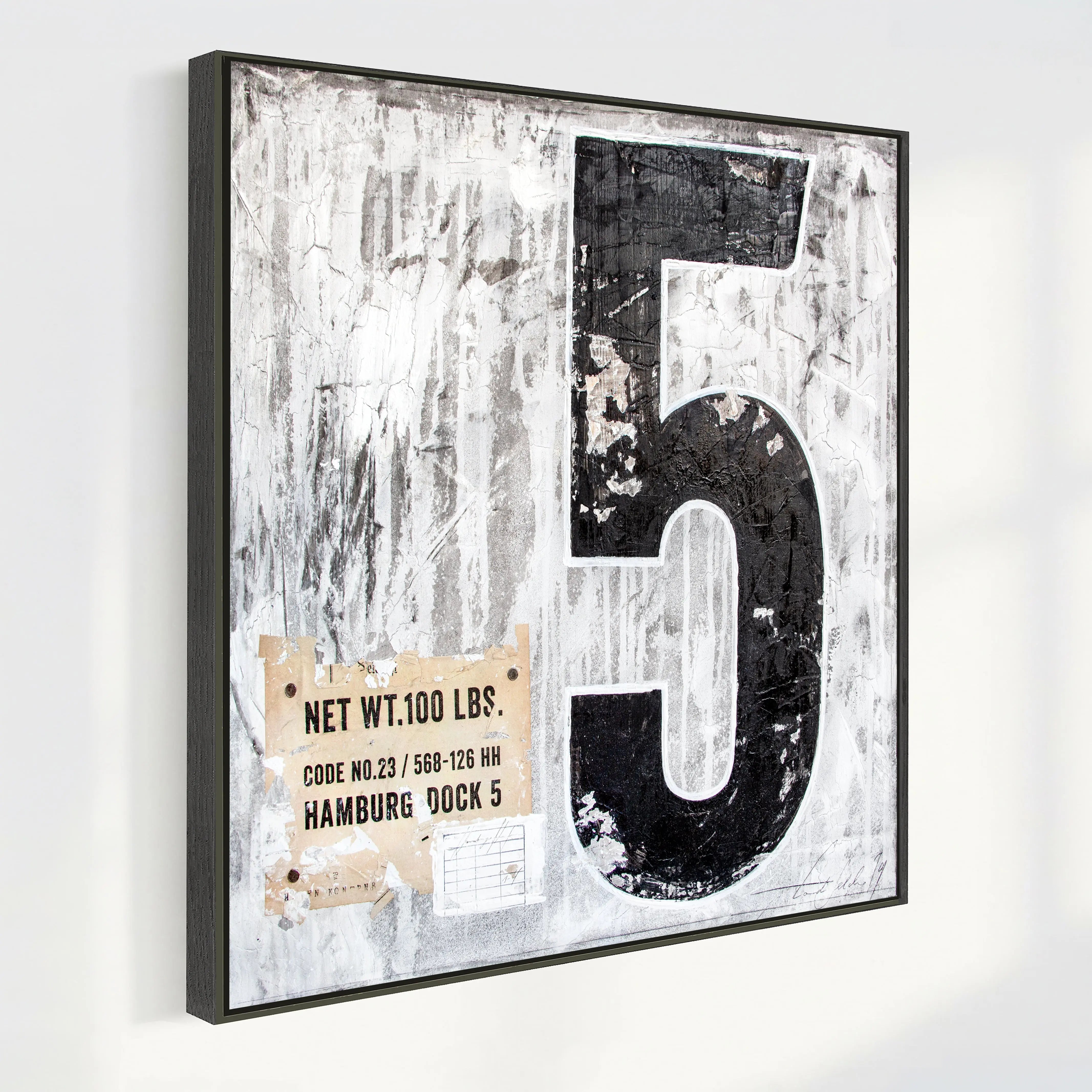 Wandbild GM11 ’Fünf’ - Druck auf Leinwand mit Schattenfuge