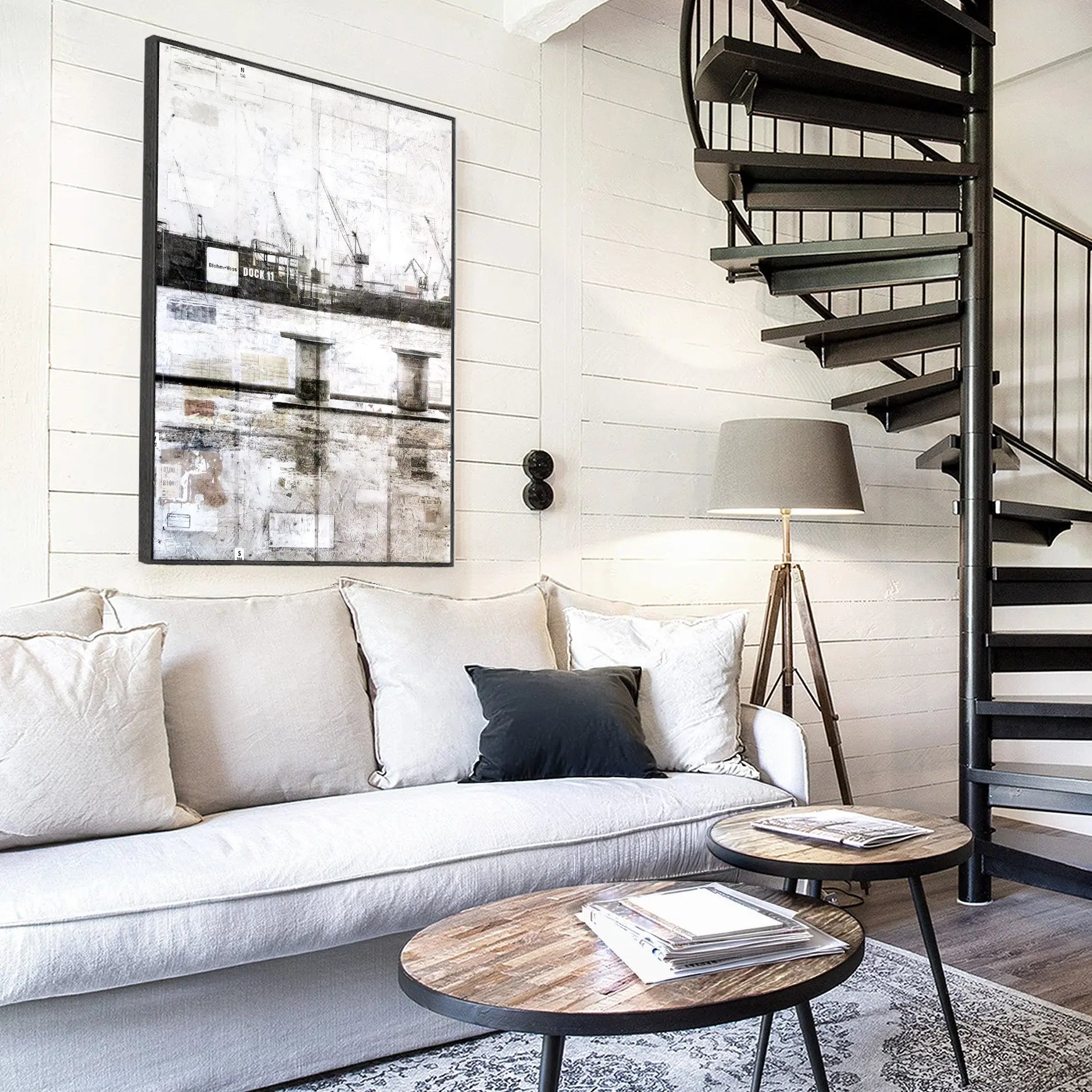 Wandbild Motiv GM06A Hamburg Hafen Poller - Druck auf Leinwand mit Schattenfuge - COSMAN-Photocollection