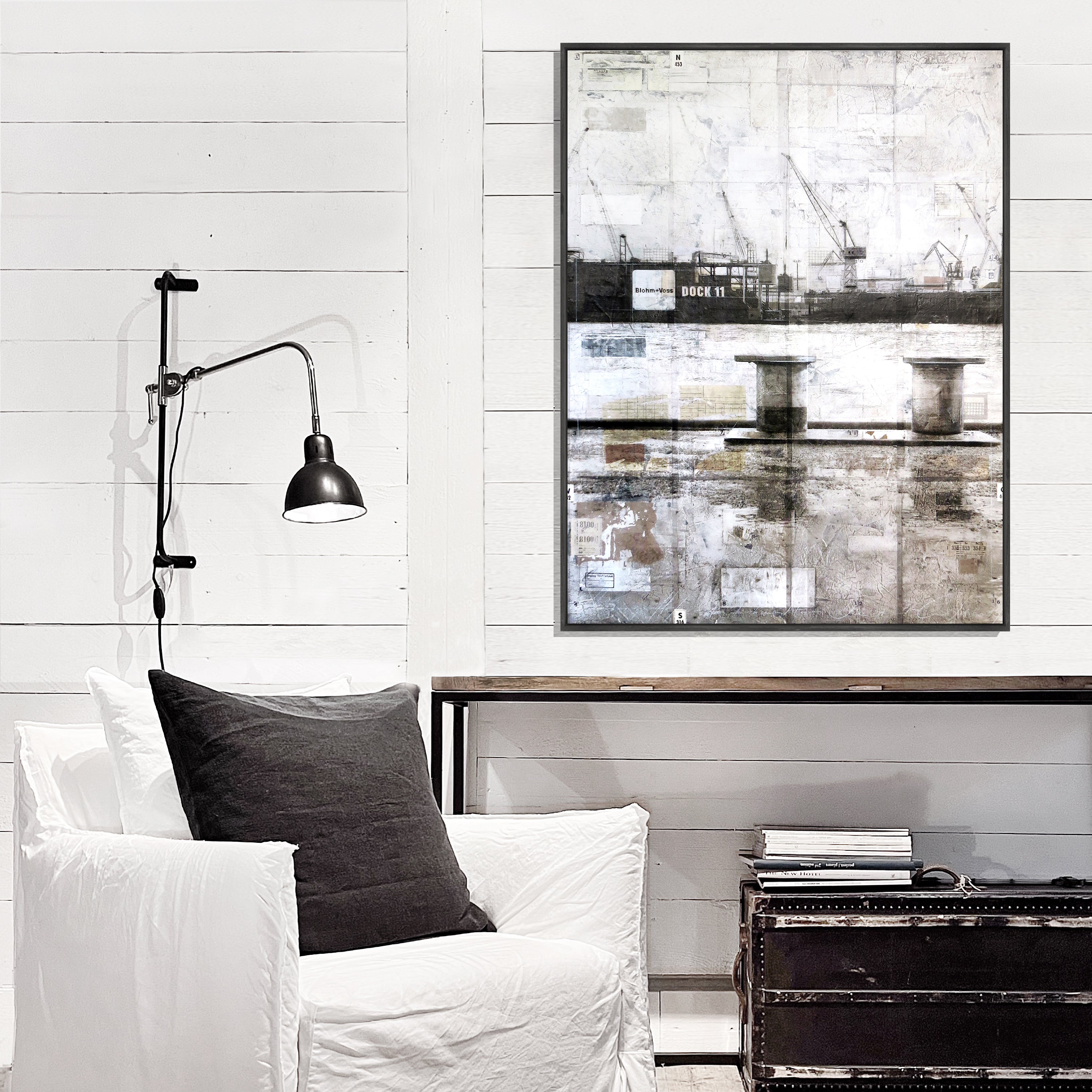 Wandbild Motiv GM06A Hamburg Hafen Poller - Druck auf Leinwand mit Schattenfuge