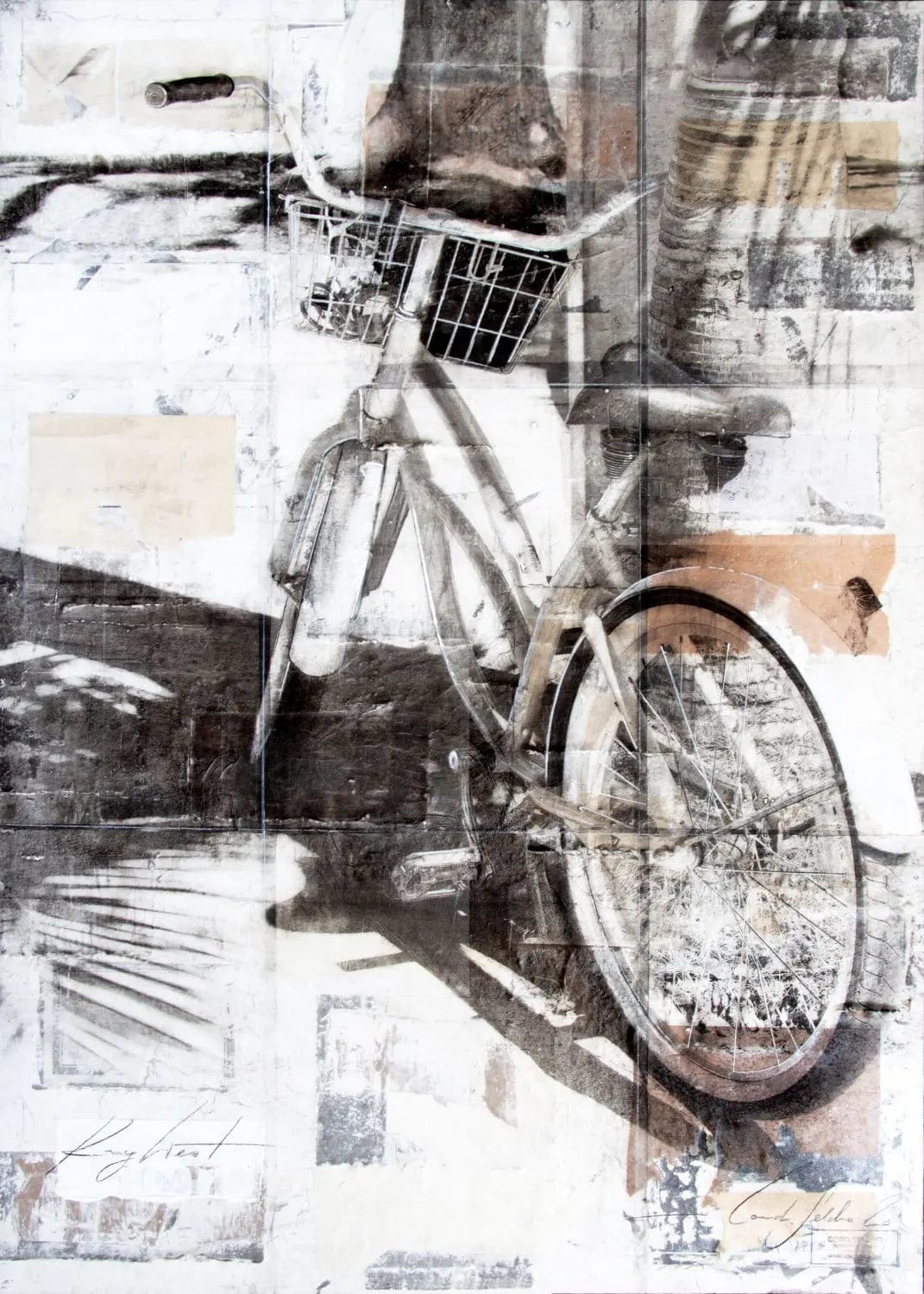 Poster von Cosman-Photocollection mit Florida Bike Key West Motiv, weißer Rand, A4-Größe, detailreiche Landschaftsaufnahme