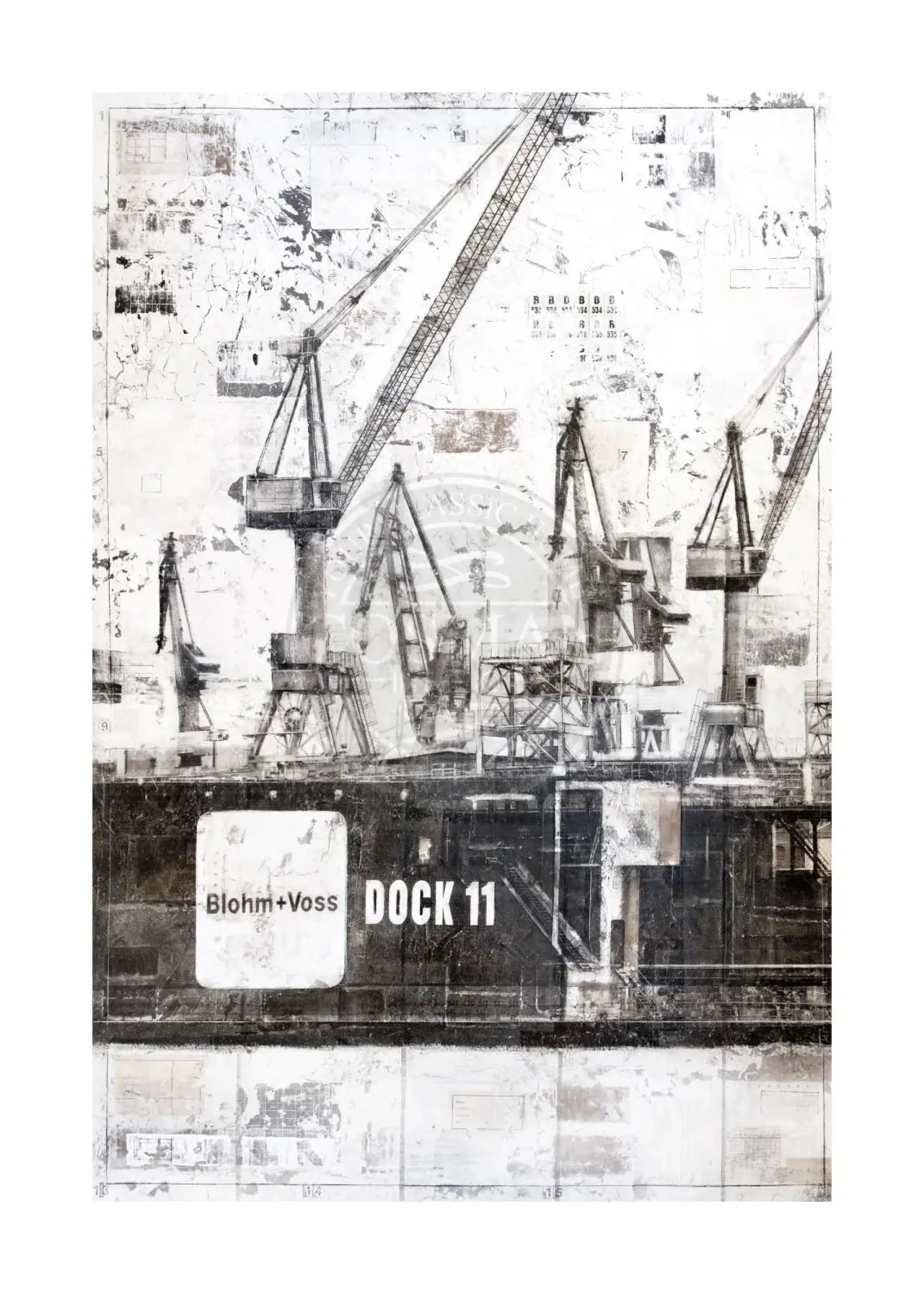 Hochwertiger Hamburg Dock 11 Poster von Cosman-Photocollection, weißer Rand, A4-Größe, urbanes Stadtbild, fotorealistischer Druck
