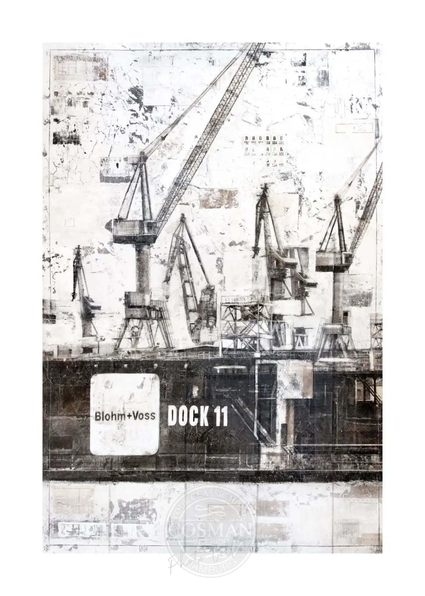 Hochwertiger Hamburg Dock 11 Poster von Cosman-Photocollection, weißer Rand, A4-Größe, urbanes Stadtbild, fotorealistischer Druck