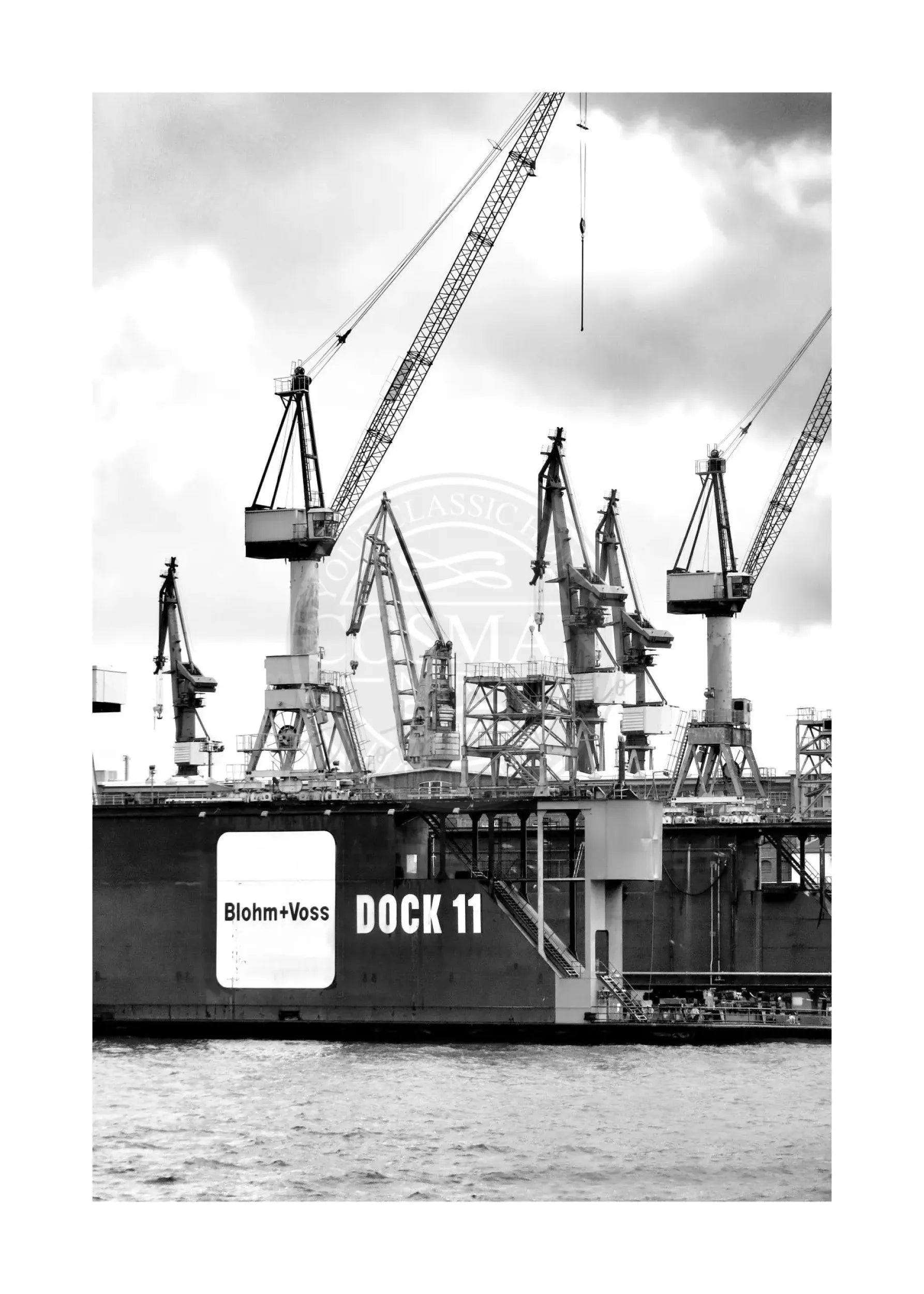 Hafen Hamburg Poster mit weißem Rand, Druck von Cosman-Photocollection, zeigt Dock 11, Hamburg Hafen, A4-Größe