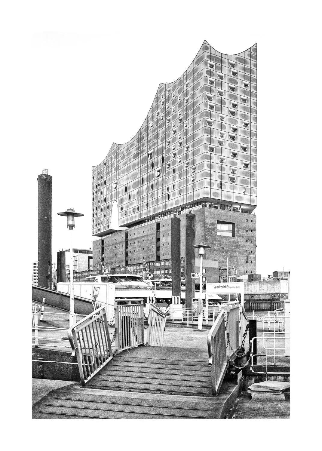 Hamburg Hafen Elphi Poster von Cosman-Photocollection, A4 Druck mit weißem Rand, maritime Stadtansicht
