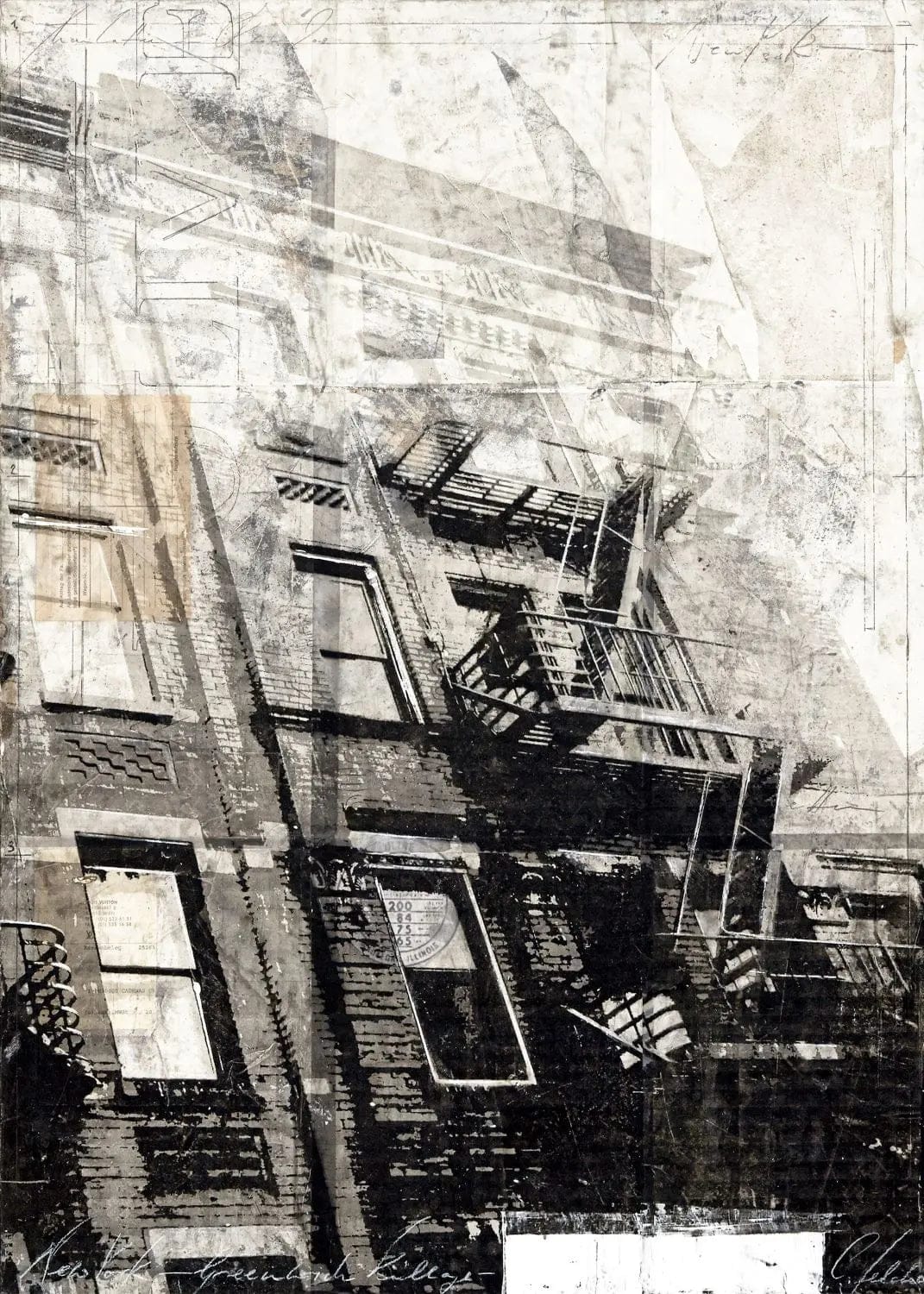 Hochwertiges Poster mit NYC Feuertreppe von Cosman-Photocollection, weißer Rand, A4-Größe, urbanes Fotodesign