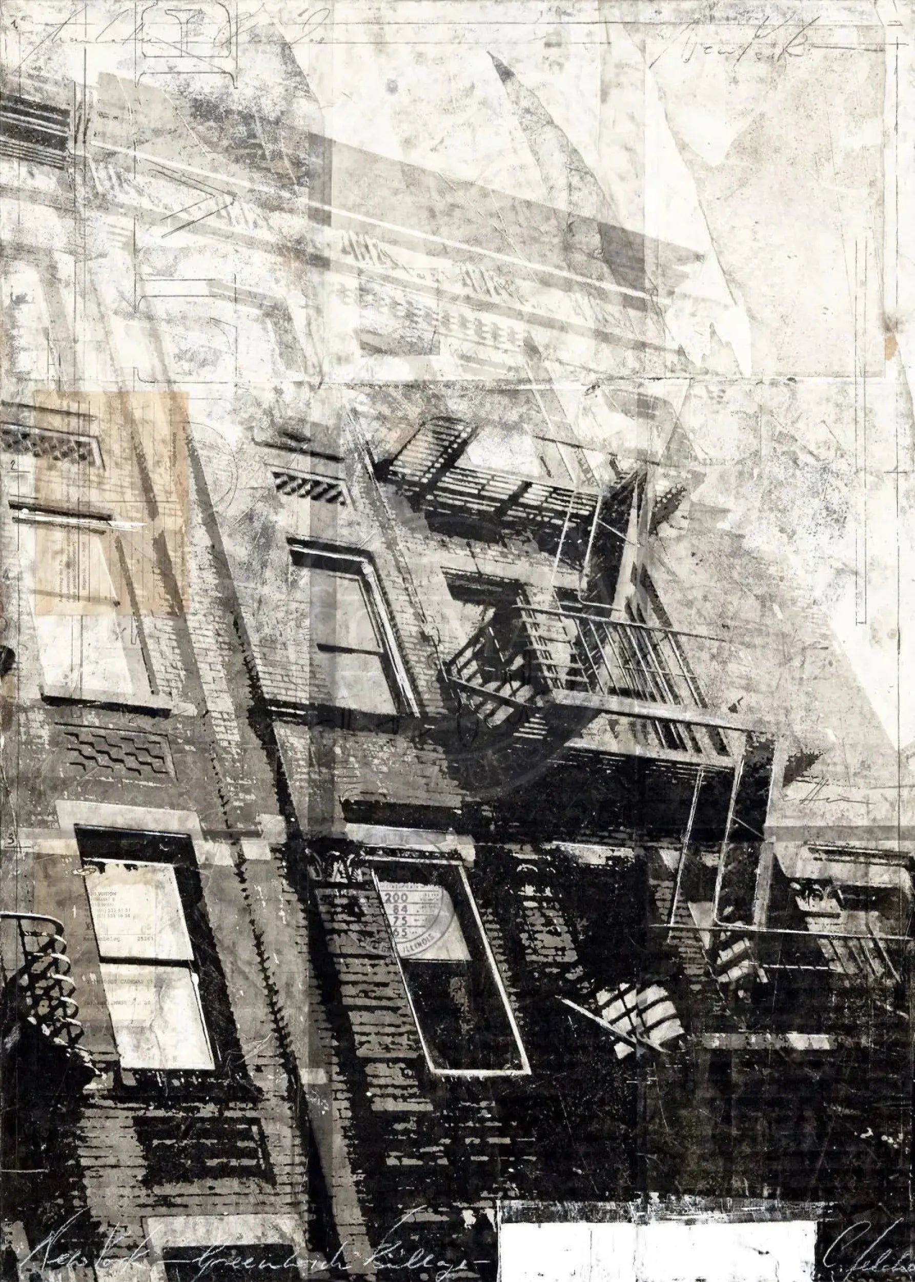 Hochwertiges Poster mit NYC Feuertreppe von Cosman-Photocollection, weißer Rand, A4-Größe, urbanes Fotodesign