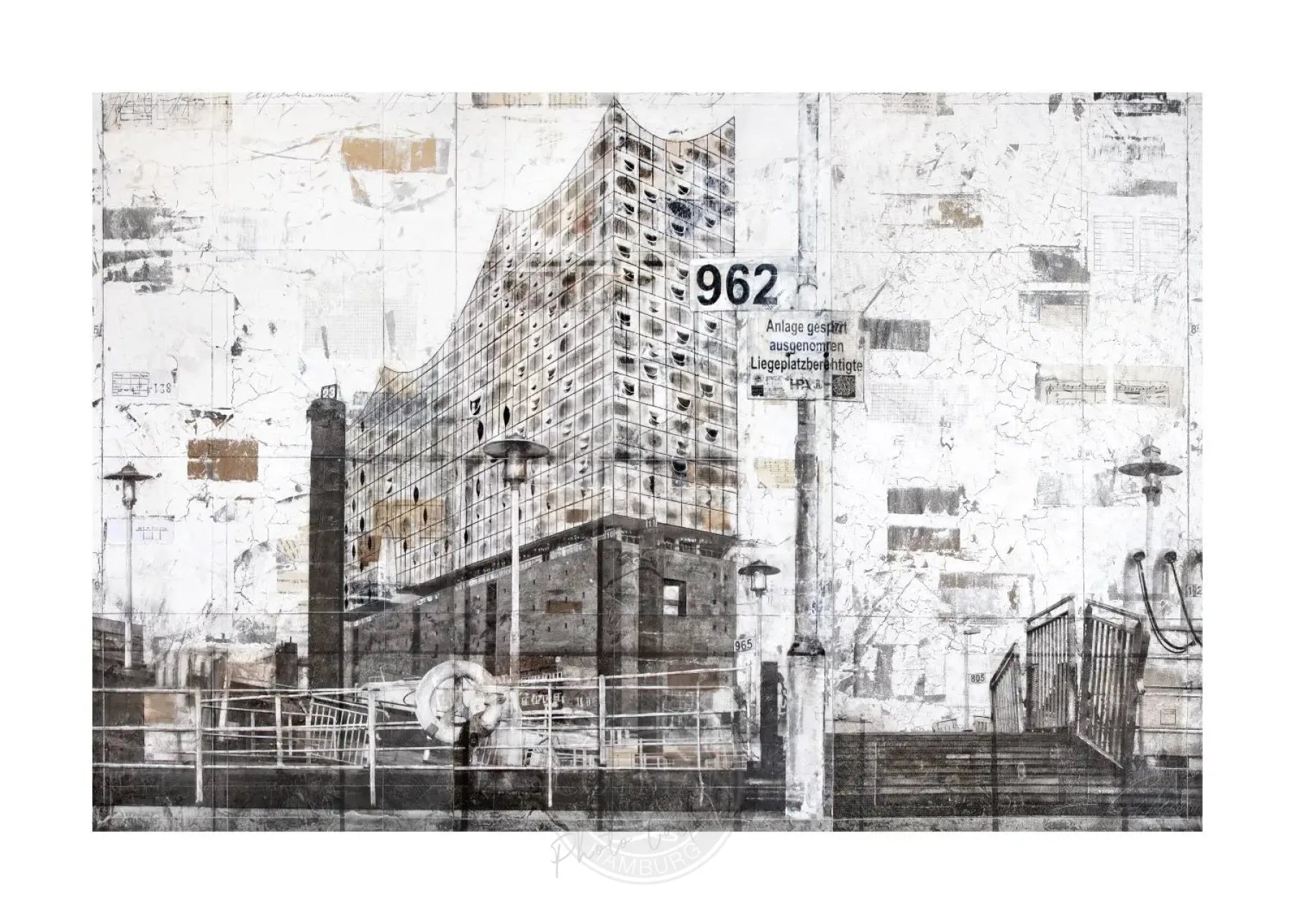 Hochwertiger Poster der Elbphilharmonie Hamburg von Cosman-Photocollection, mit weißem Rand, 29,7x21cm, A4-Format