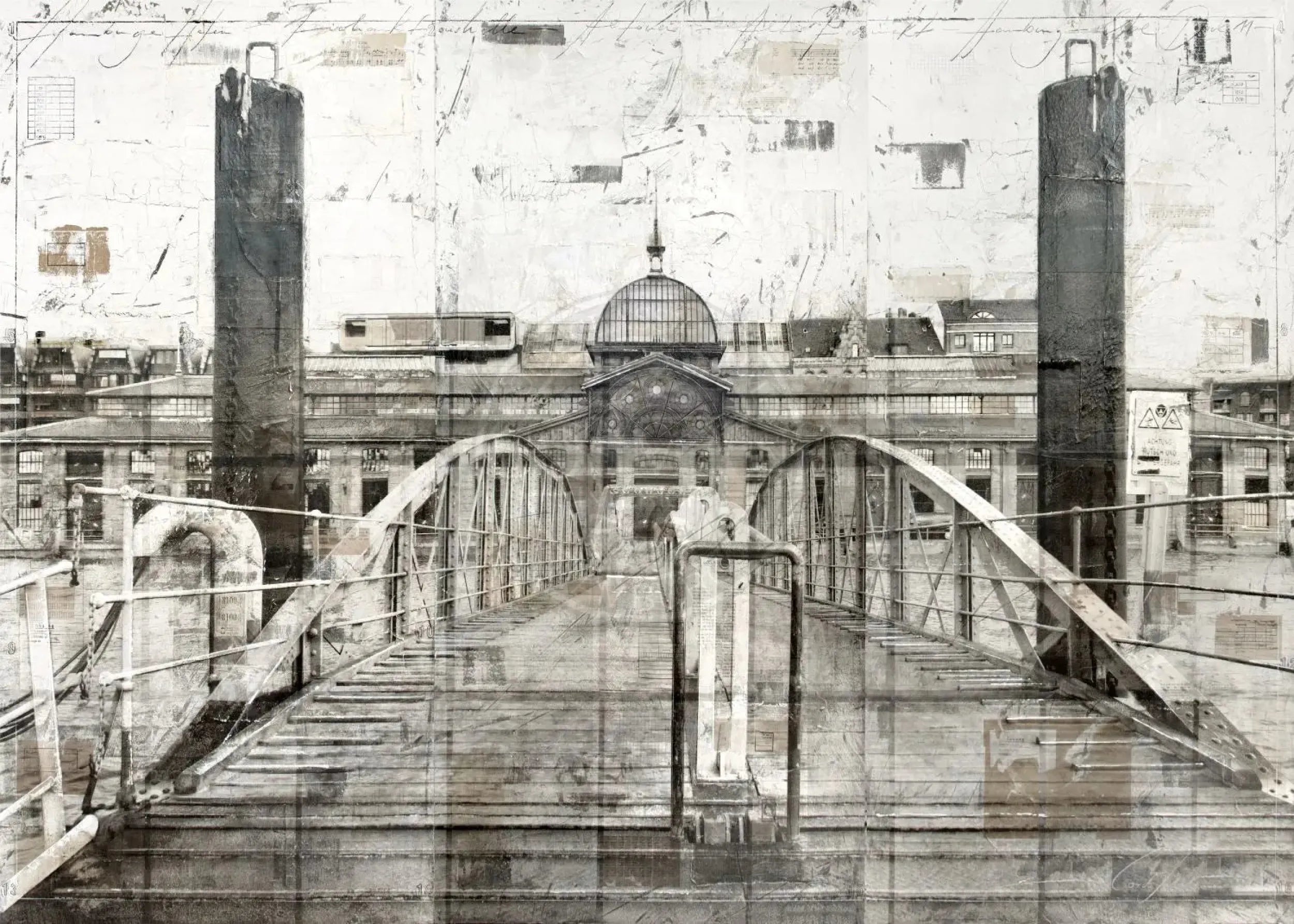 Hochwertiges Poster der Fischauktionshalle Hamburg von Cosman-Photocollection, A4-Größe mit weißem Rand, detailreiche Fotografie