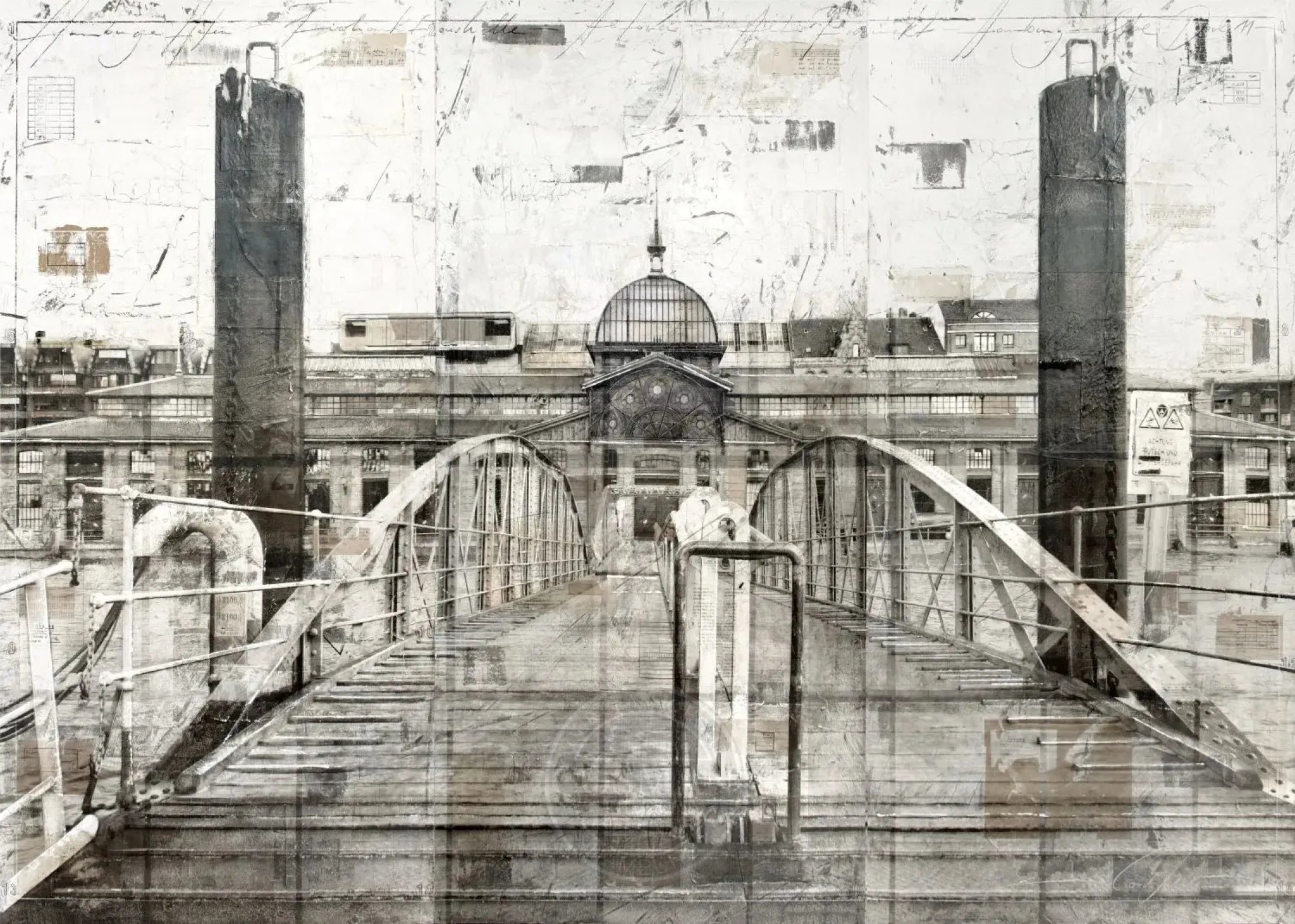 Hochwertiges Poster der Fischauktionshalle Hamburg von Cosman-Photocollection, A4-Größe mit weißem Rand, detailreiche Fotografie