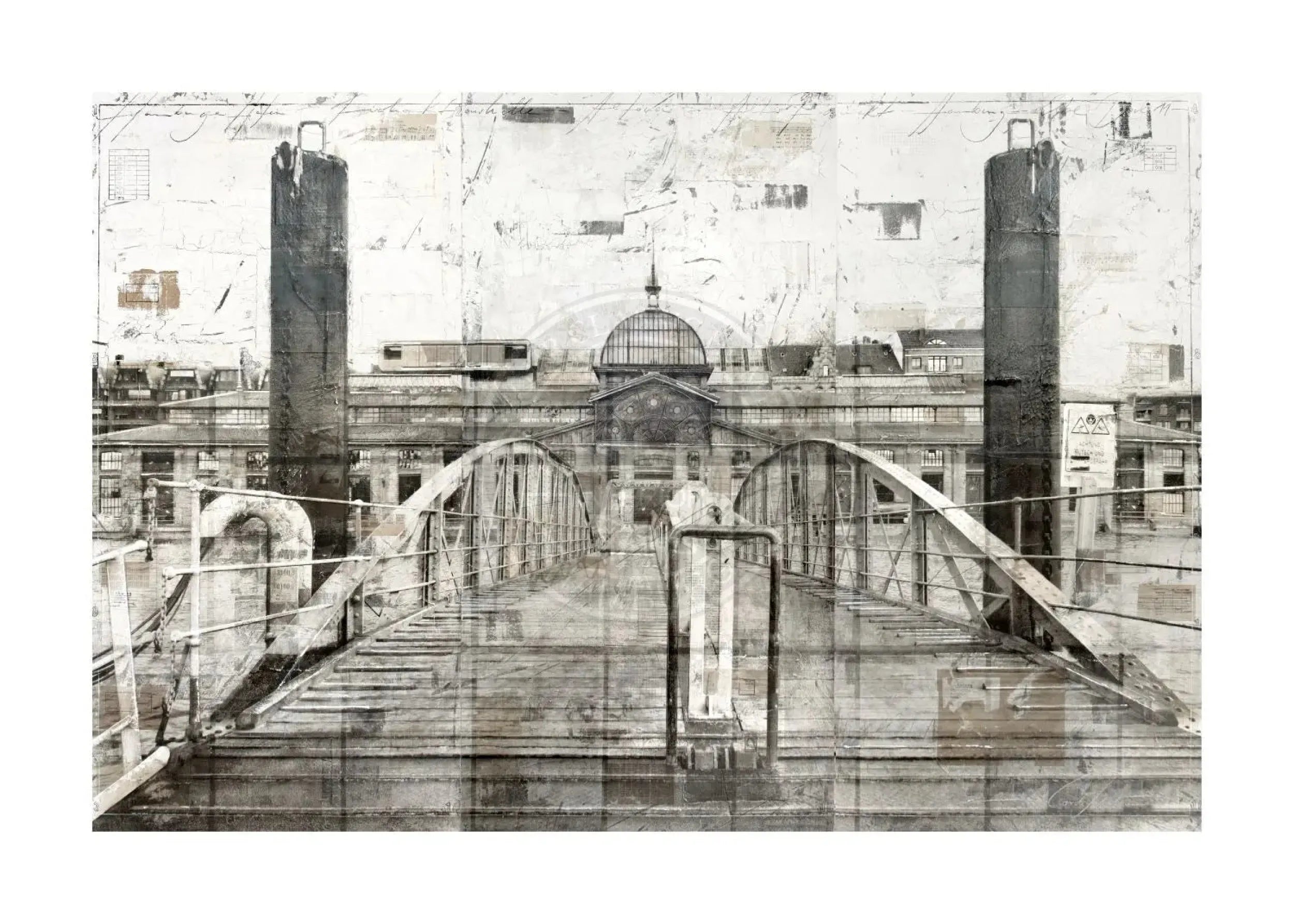 Hochwertiges Poster der Fischauktionshalle Hamburg von Cosman-Photocollection, A4-Format mit weißem Rand, detaillierter Druck