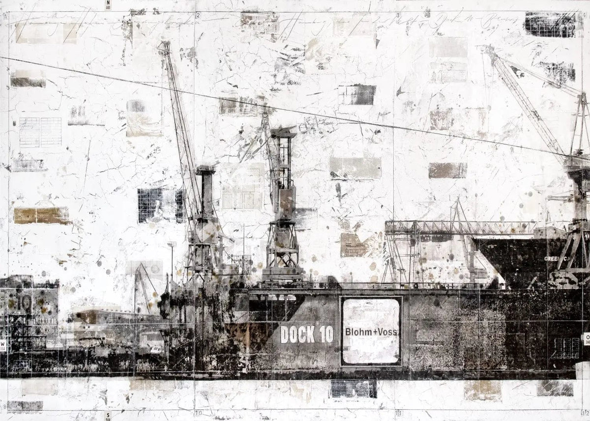 Hochwertiges Hamburg Dock 10 Poster von Cosman-Photocollection mit weißem Rand, A4-Format, detailreiche Stadtansicht