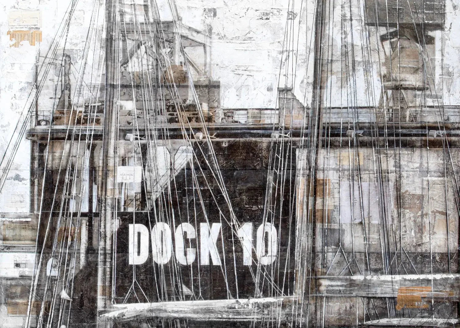Hafen-Poster vom Hamburg Hafen Dock 10 von Cosman-Photocollection, Druckkunst im A4-Format mit weißem Rand
