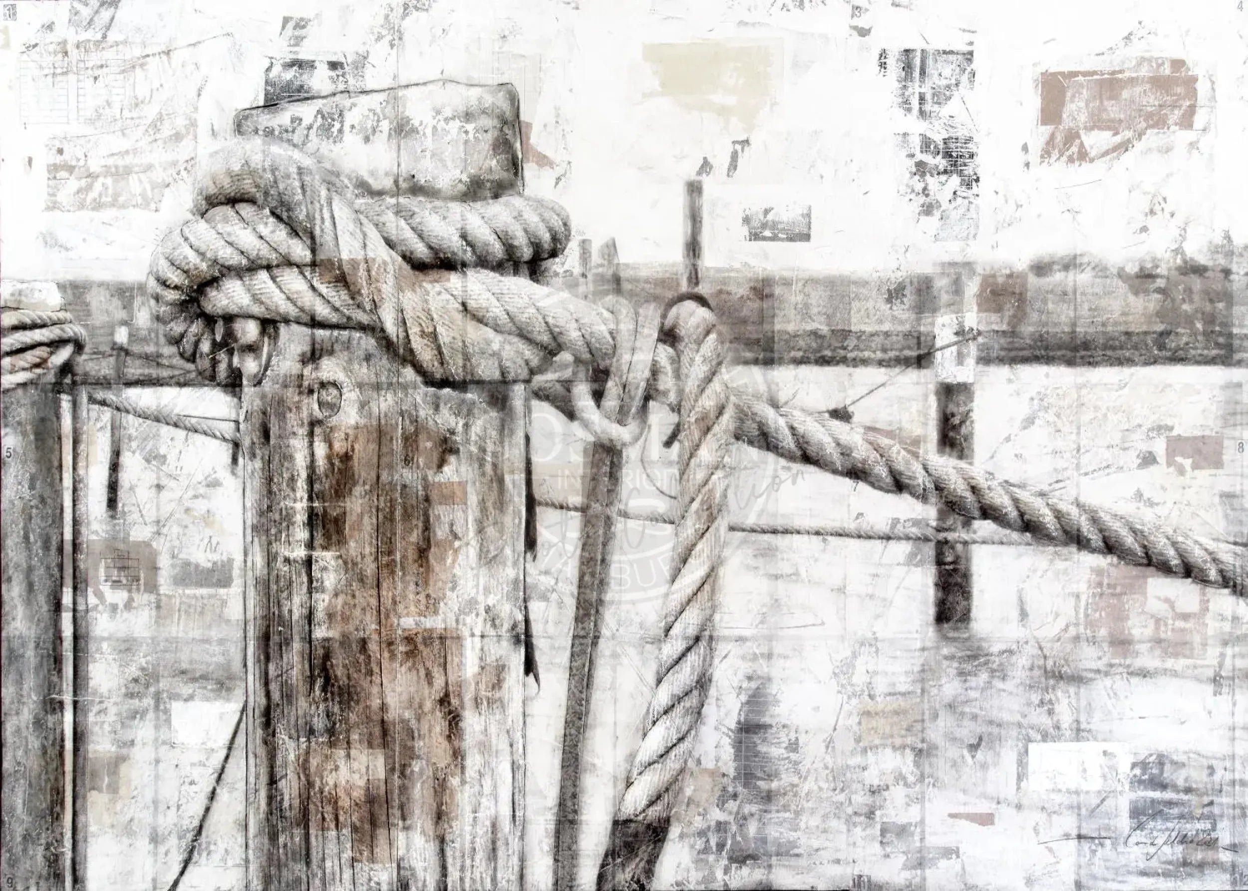 Poster Druck ’Poller’ Sylt von Cosman-Photocollection, A4 Format mit weißem Rand, detailreicher Blick auf den Poller an der Nordsee