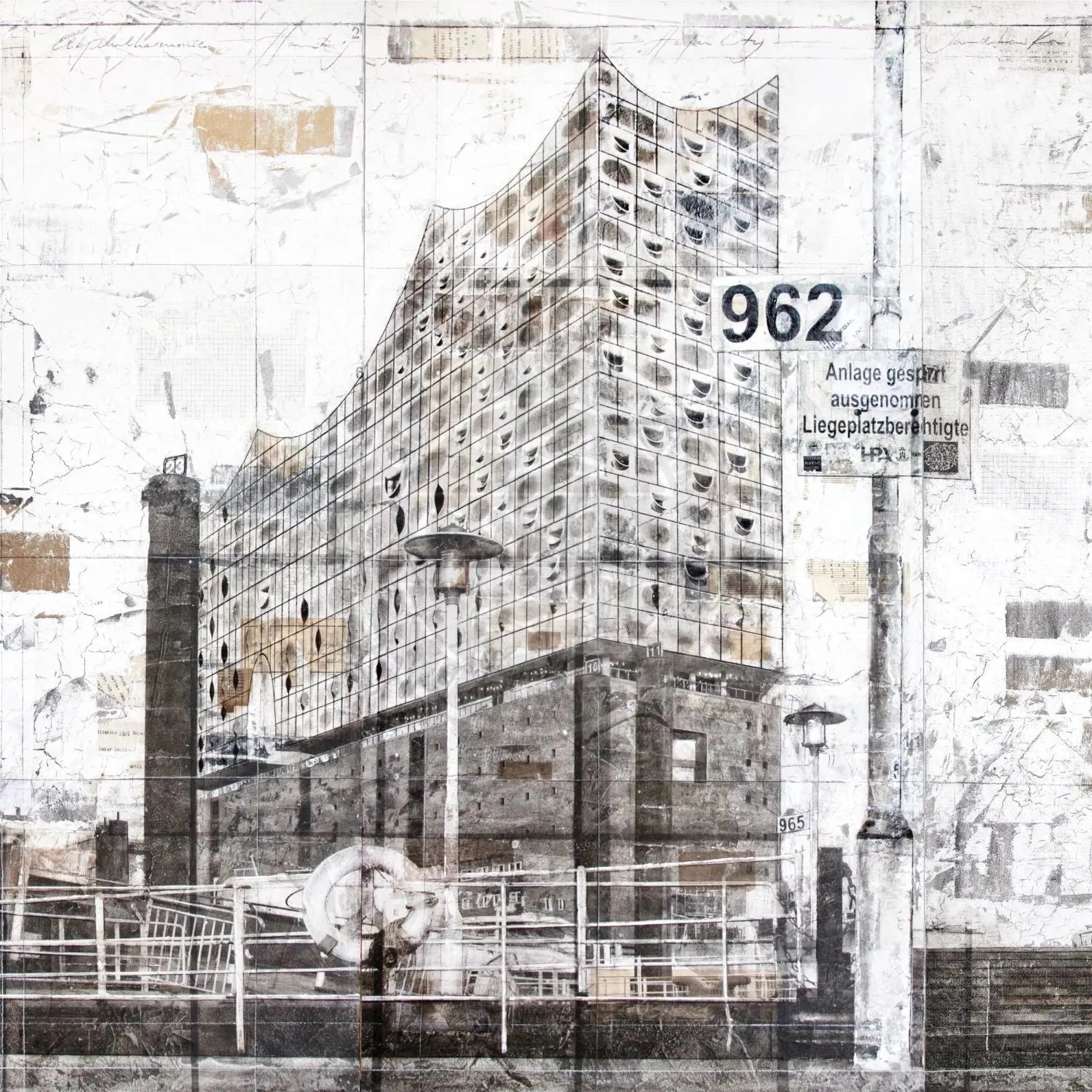 Hochwertiges Poster der Elbphilharmonie Hamburg von Cosman-Photocollection, 40x40 cm, mit weißem Rand, Wanddekoration.