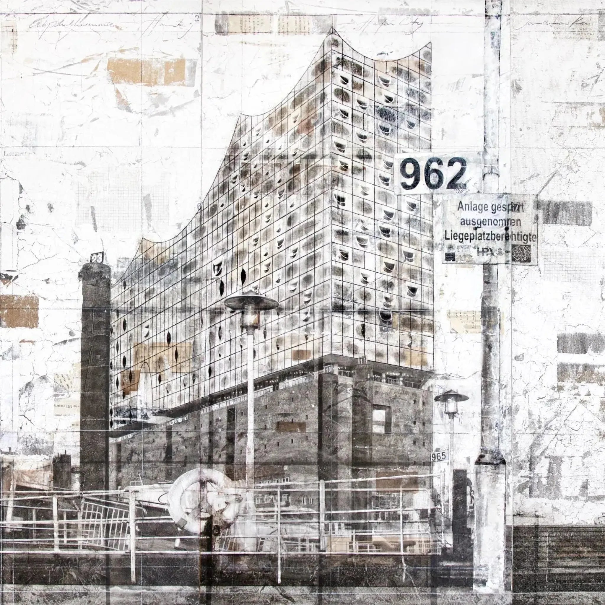 Hochwertiges Poster der Elbphilharmonie Hamburg von Cosman-Photocollection, 40x40 cm, mit weißem Rand, Wanddekoration.