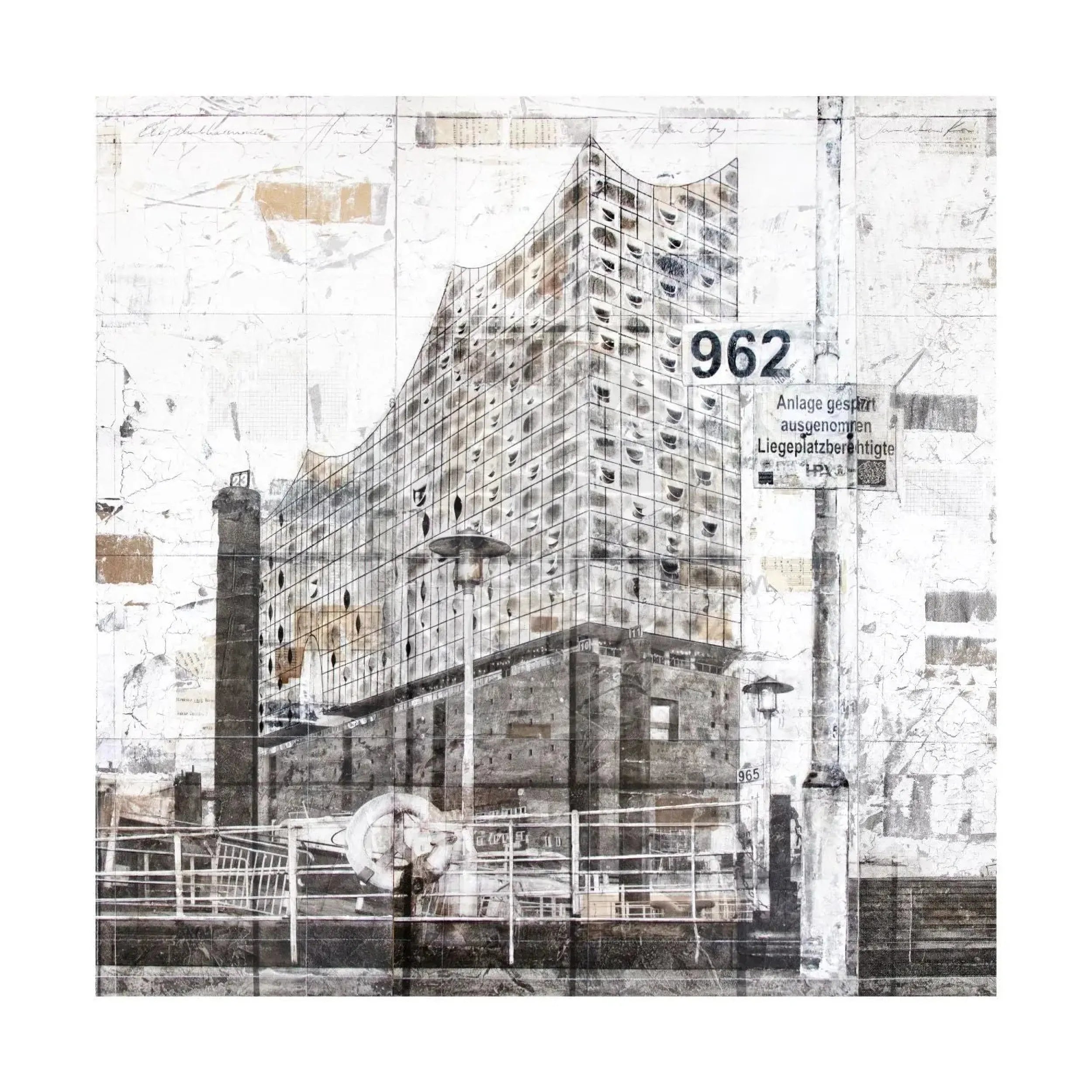 Hochwertiges Poster der Elbphilharmonie Hamburg von Cosman-Photocollection, 40x40 cm, mit weißem Rand.