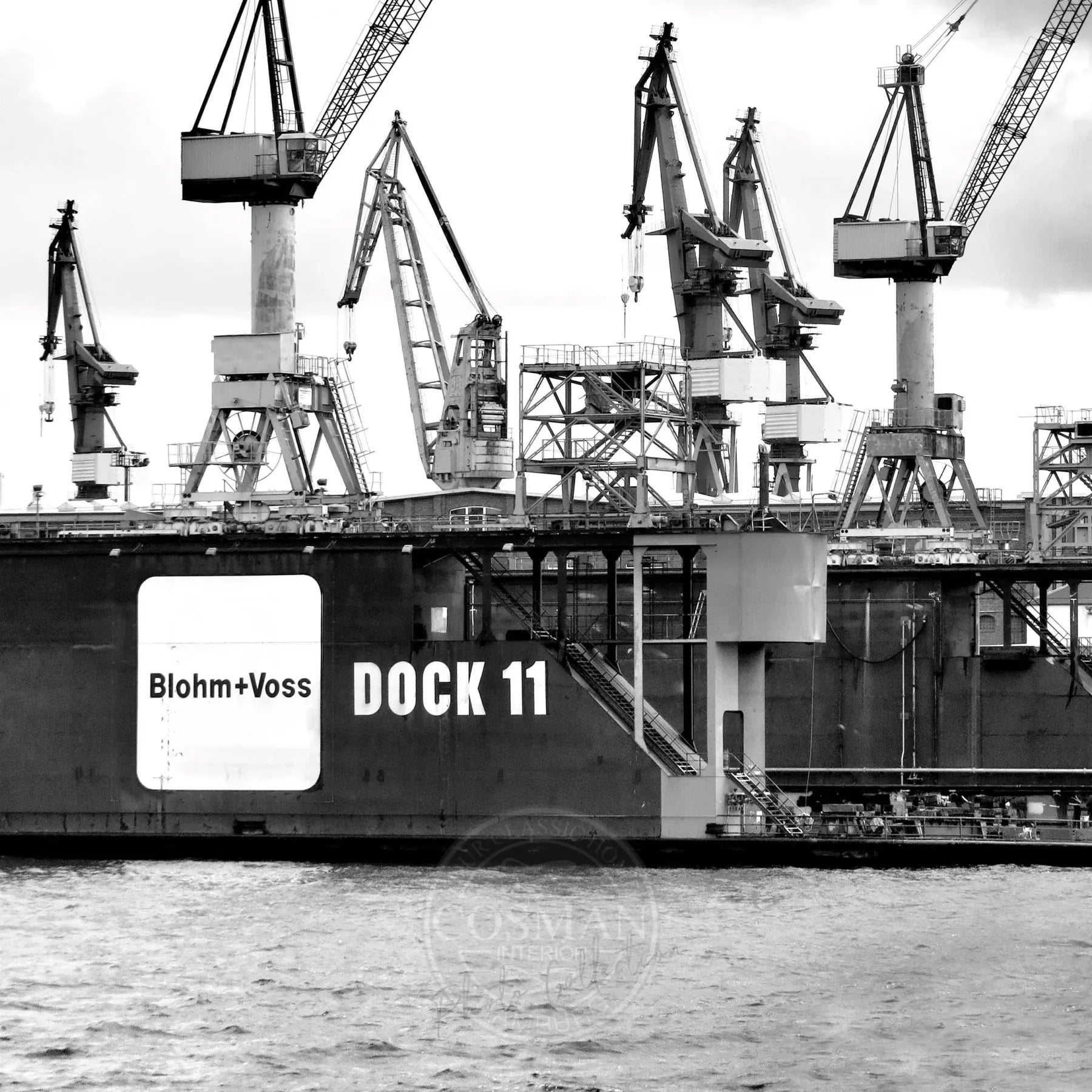 Hafen Poster "Dock 11" von Cosman-Photocollection, 40x40 cm, Hamburg Hafen, maritimes Stadtbild mit weißem Rand