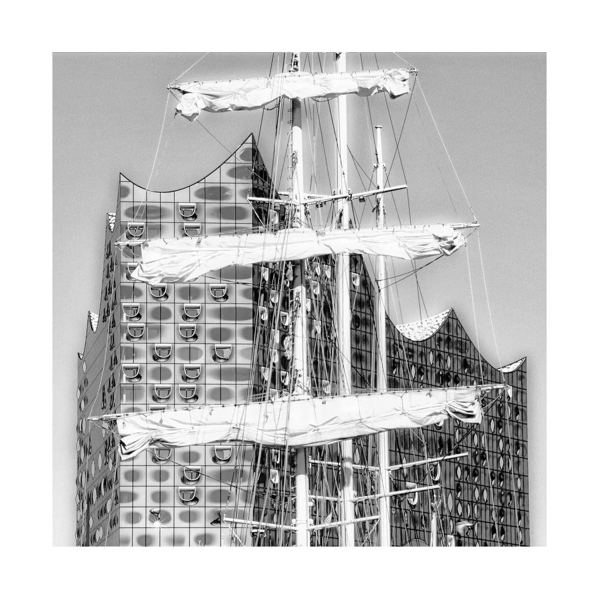 Hafen Hamburg Poster von Cosman-Photocollection, 40x40 cm, mit weißem Rand, stimmungsvolles Druckbild des Hamburger Hafens