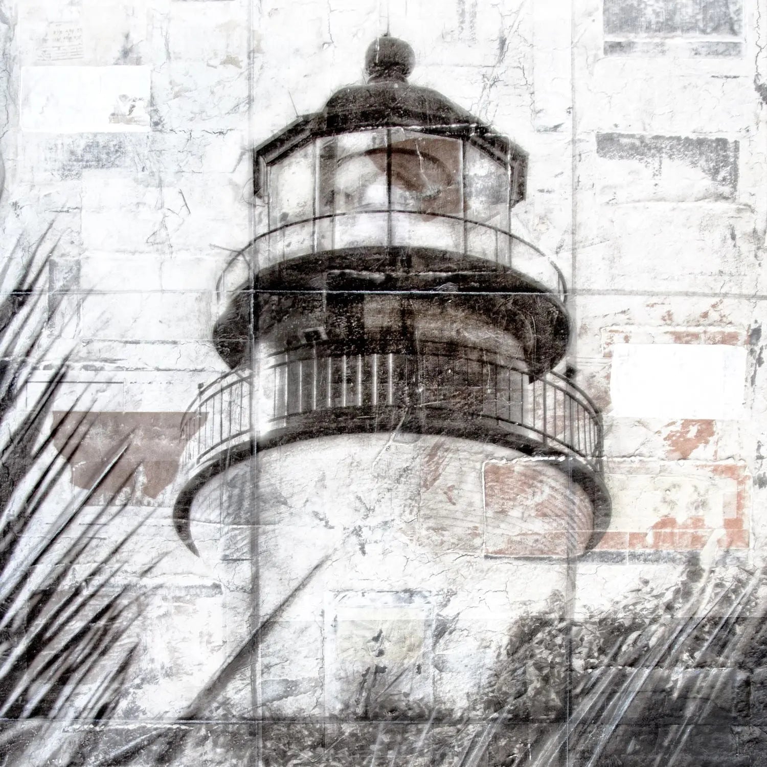 Helles Poster mit Leuchtturm in Key West, 40x40cm, von Cosman-Photocollection, mit weißem Rand, Wanddekoration