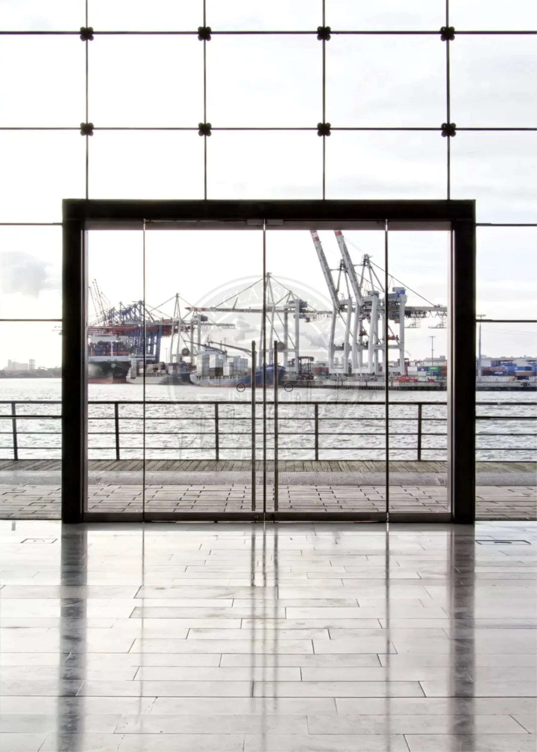 Schwarz-weiß Hamburg Hafen Poster von Cosman-Photocollection, A4 Druck mit weißem Rand, maritime Stadtansicht