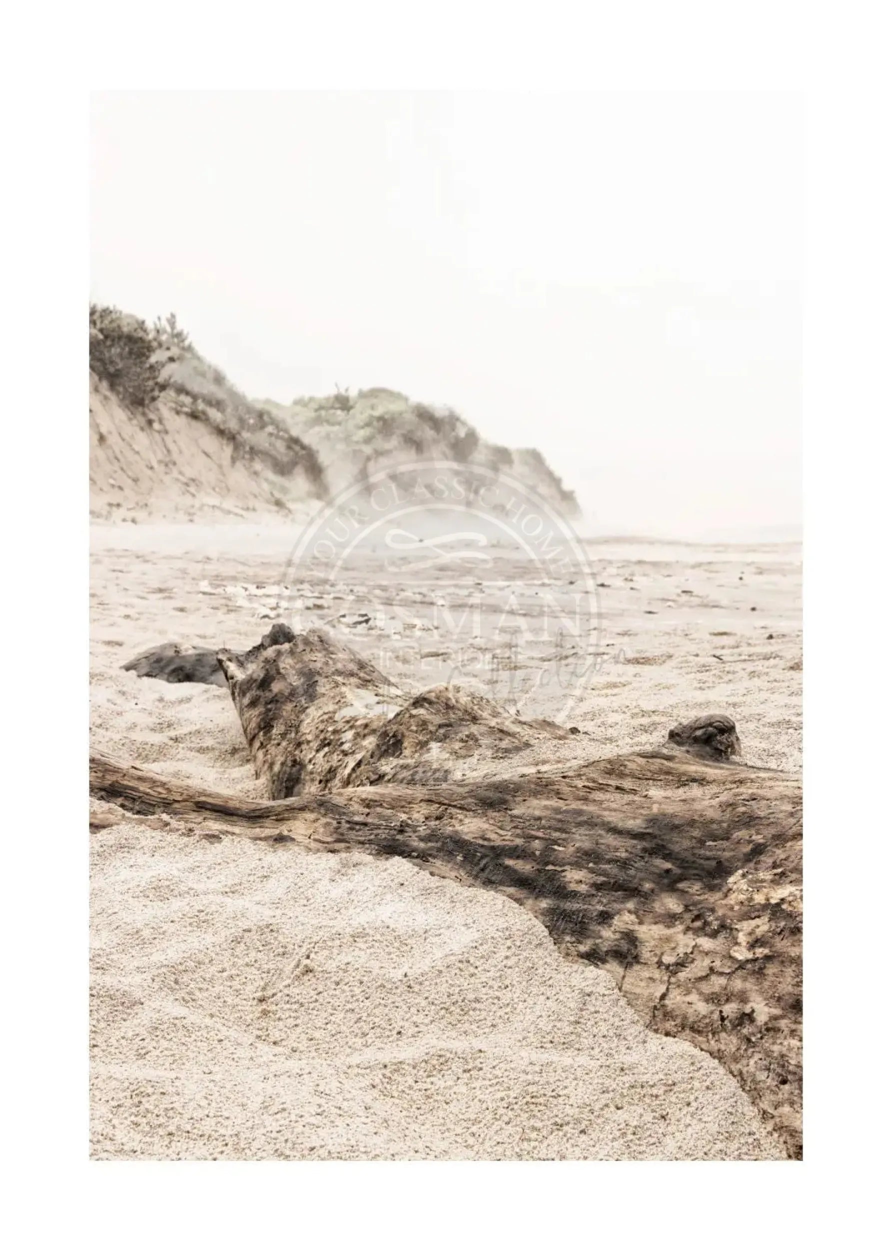 Schwarz-weiß Poster mit Strandmotiv in Hamptons, Long Island, im A4-Format, von Cosman-Photocollection.