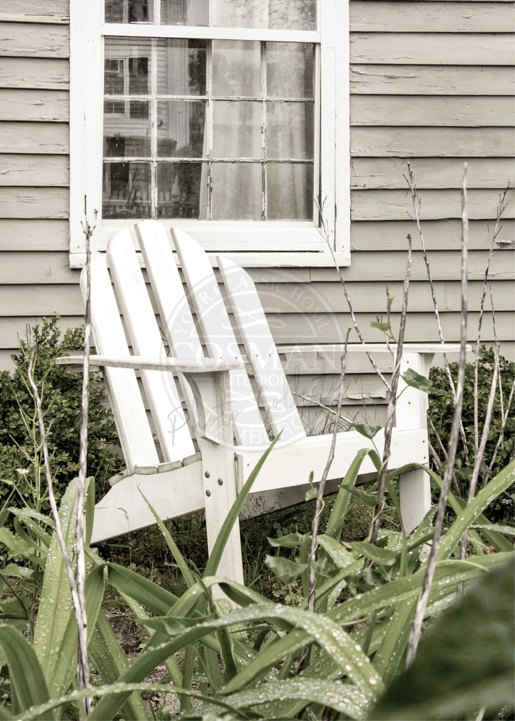 Schwarz-weiß Poster von Cosman-Photocollection, Hamptons Long Island Deckchair, A4 Druck mit weißem Rand, 21x29,7 cm