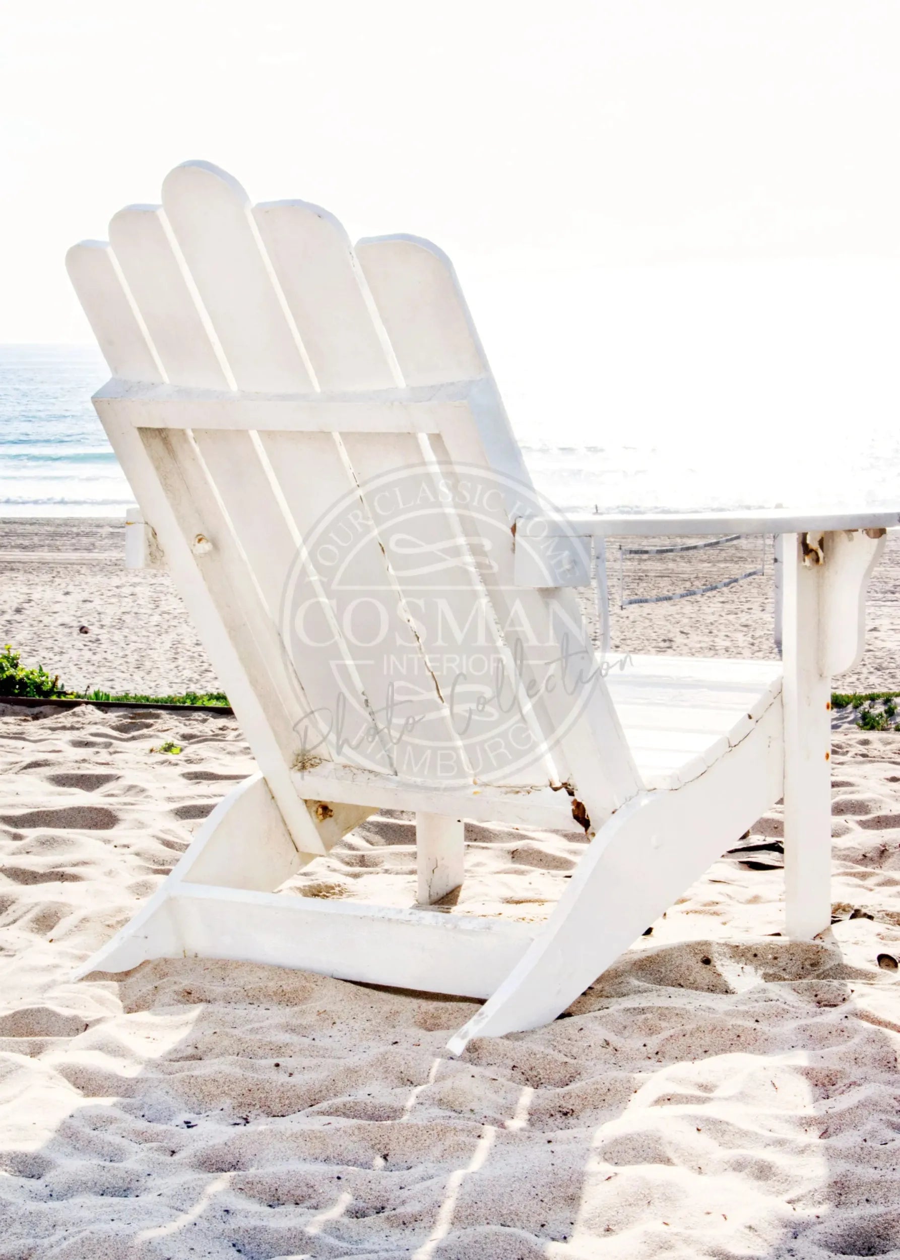 Schwarz-Weiß-Poster Kalifornien Deckchair von Cosman-Photocollection, A4-Größe, mit weißem Rand, dekoratives Bild.