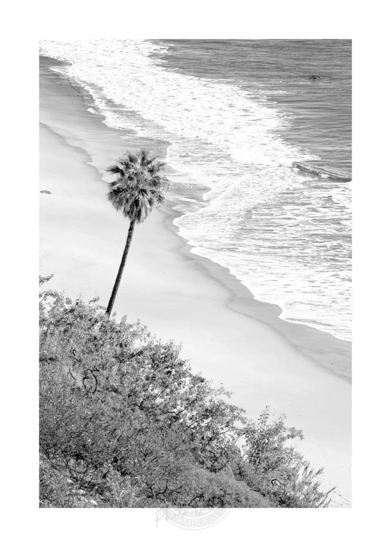 Schwarz-weiß Poster von Kalifornien Malibu, 21x29,7cm, von Cosman-Photocollection, mit weißem Rand.