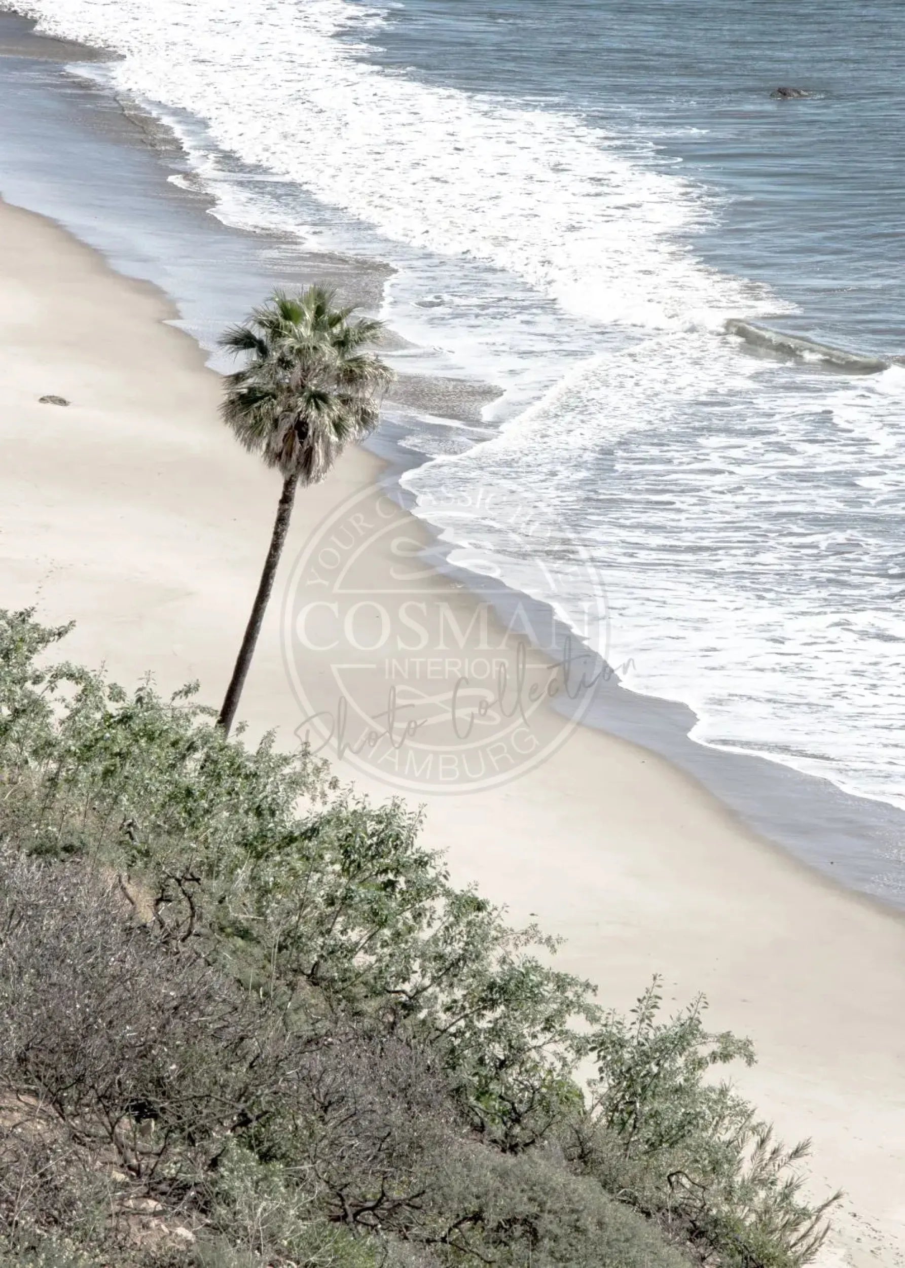 Schwarz-weiß Poster von Kalifornien Malibu, 21x29,7 cm, von Cosman-Photocollection, mit weißem Rand, A4-Größe