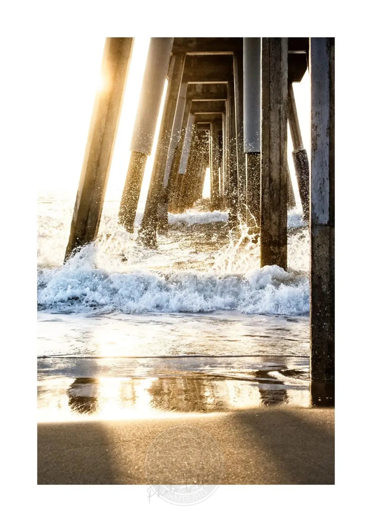 Schwarzweiß-Poster Kalifornien Pier von Cosman-Photocollection, A4-Druck mit weißem Rand, 21x29,7 cm, fotografisches Kunstwerk