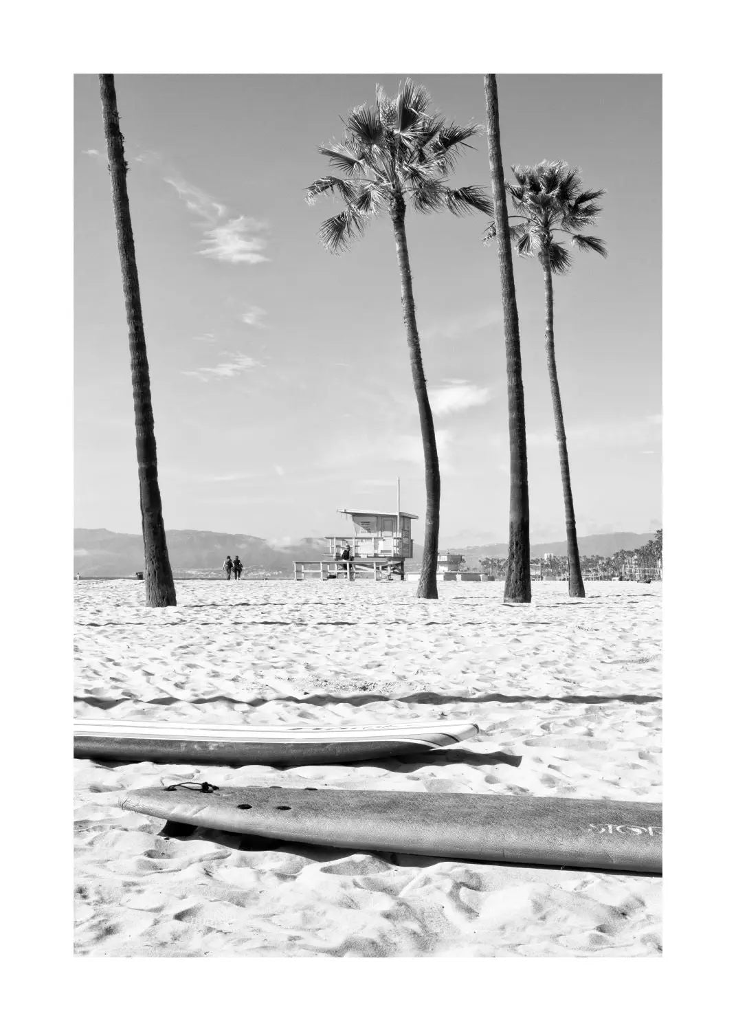 Schwarz-weiß Poster von Venice Beach Kalifornien, 21x29,7 cm, von Cosman-Photocollection, mit weißem Rand.