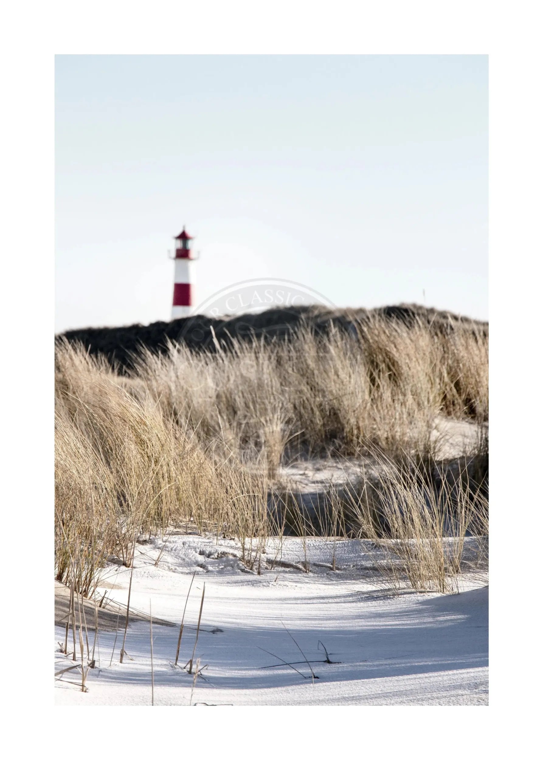 Schwarz-Weiß-Poster mit Dünenmotiv von Sylt, 21x29,7 cm, von Cosman-Photocollection, mit weißem Rand.