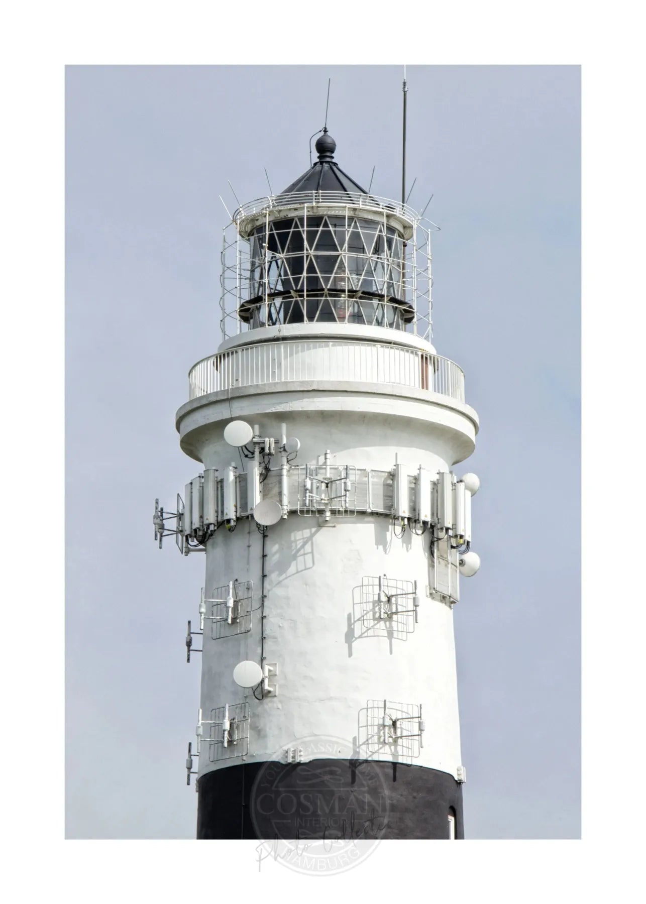 Schwarz-weiß Poster des Leuchtturms auf Sylt bei Kampen, im A4-Format, von Cosman-Photocollection.