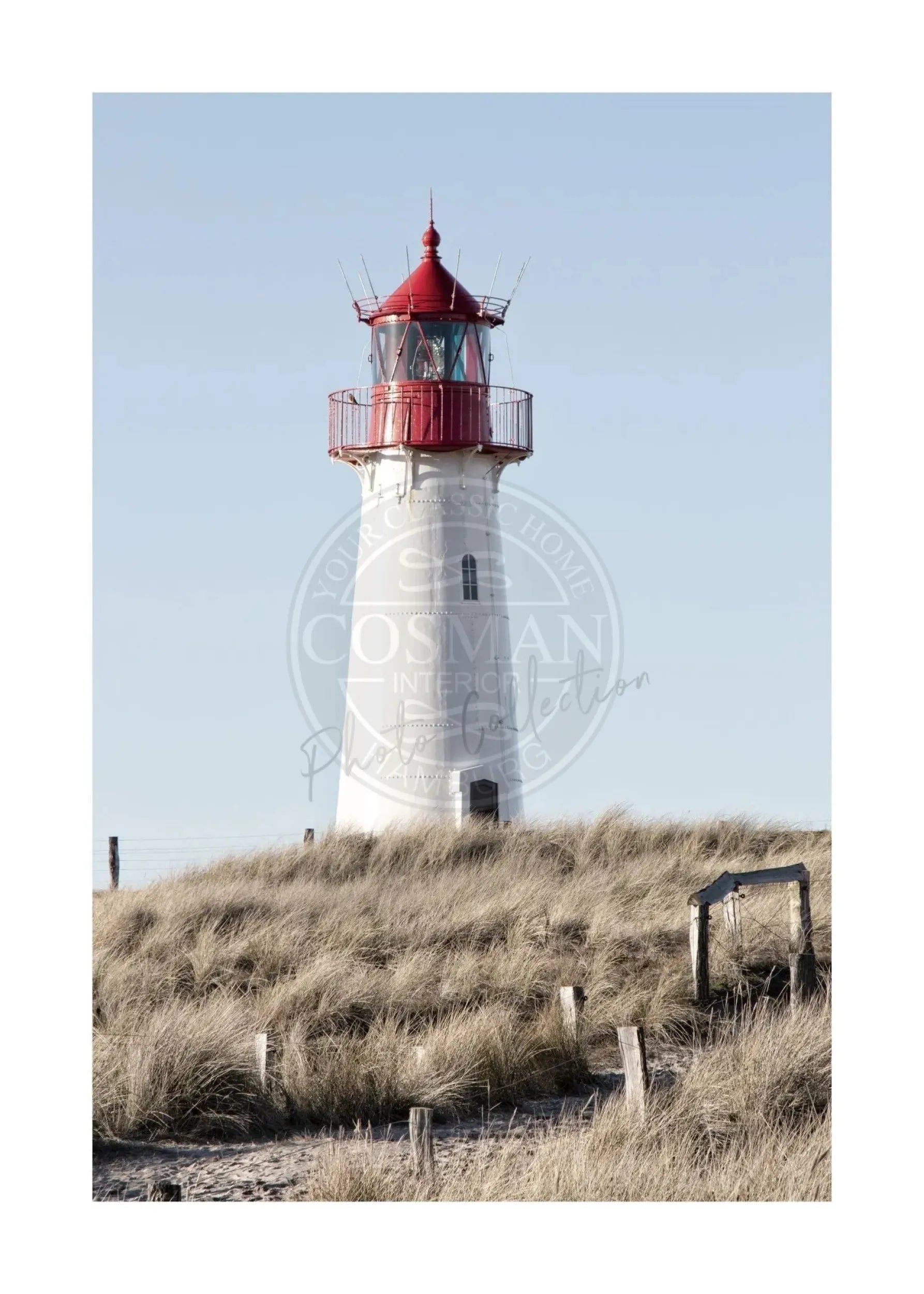 Schwarz-Weiß-Poster von Sylt mit Leuchtturm List, 21x29,7 cm, von Cosman-Photocollection, hochwertiger Druck