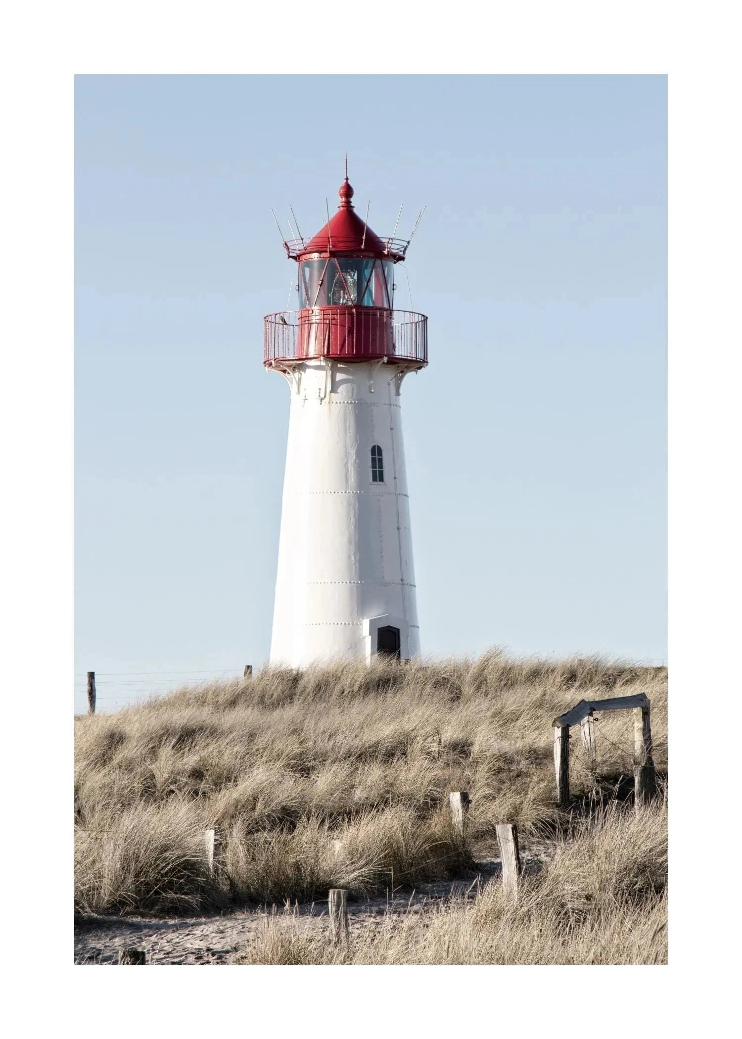 Schwarz-Weiß-Poster von Sylt mit Leuchtturm List, 21x29,7 cm, von Cosman-Photocollection, hochwertiger Druck