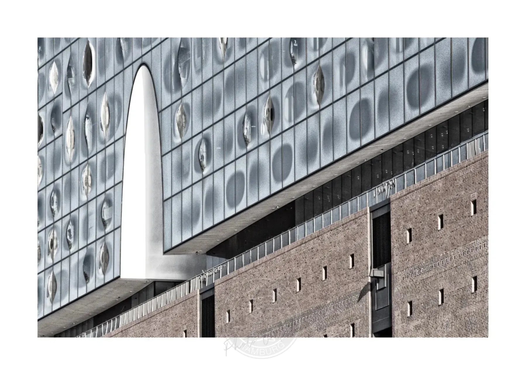 Schwarzweiß-Poster von Hamburg Elphi, A4-Format, von Cosman-Photocollection, mit weißem Rand, Wanddekoration