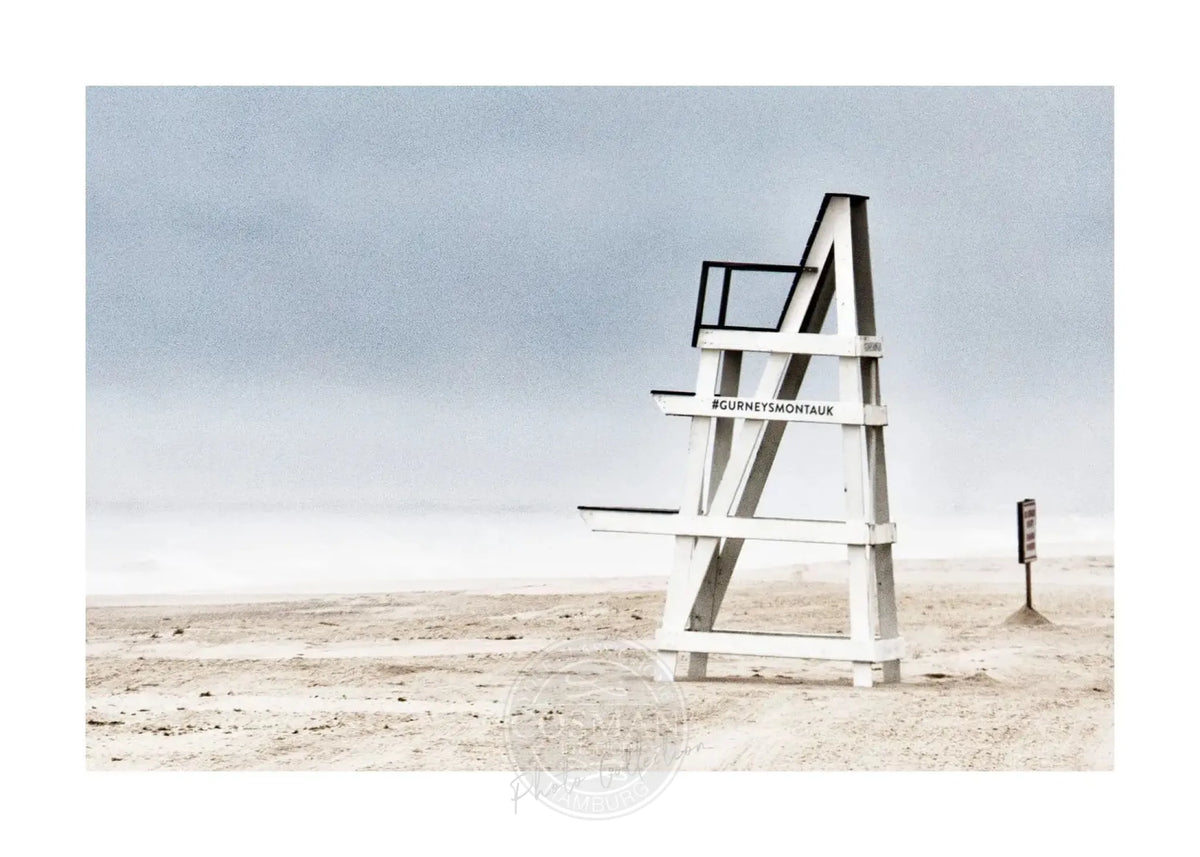Schwarz-weiß Poster Hamptons Long Island ’Beach’ von Cosman-Photocollection, A4-Größe mit weißem Rand