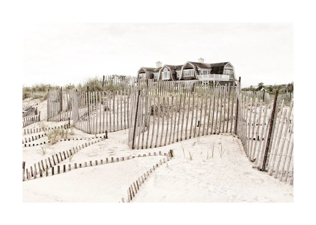Schwarz-weiß Poster von Cosman-Photocollection mit Hamptons Long Island ‚Beach House‘ Motiv, 29,7x21cm, A4 Format