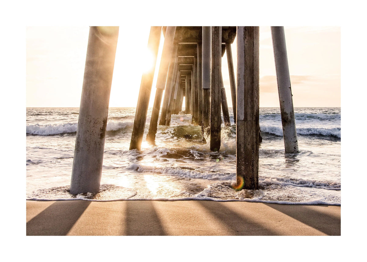 Schwarz-weiß Poster des Kalifornien "Pier" von Cosman-Photocollection, A4-Größe, mit weißem Rand, Fotodruck