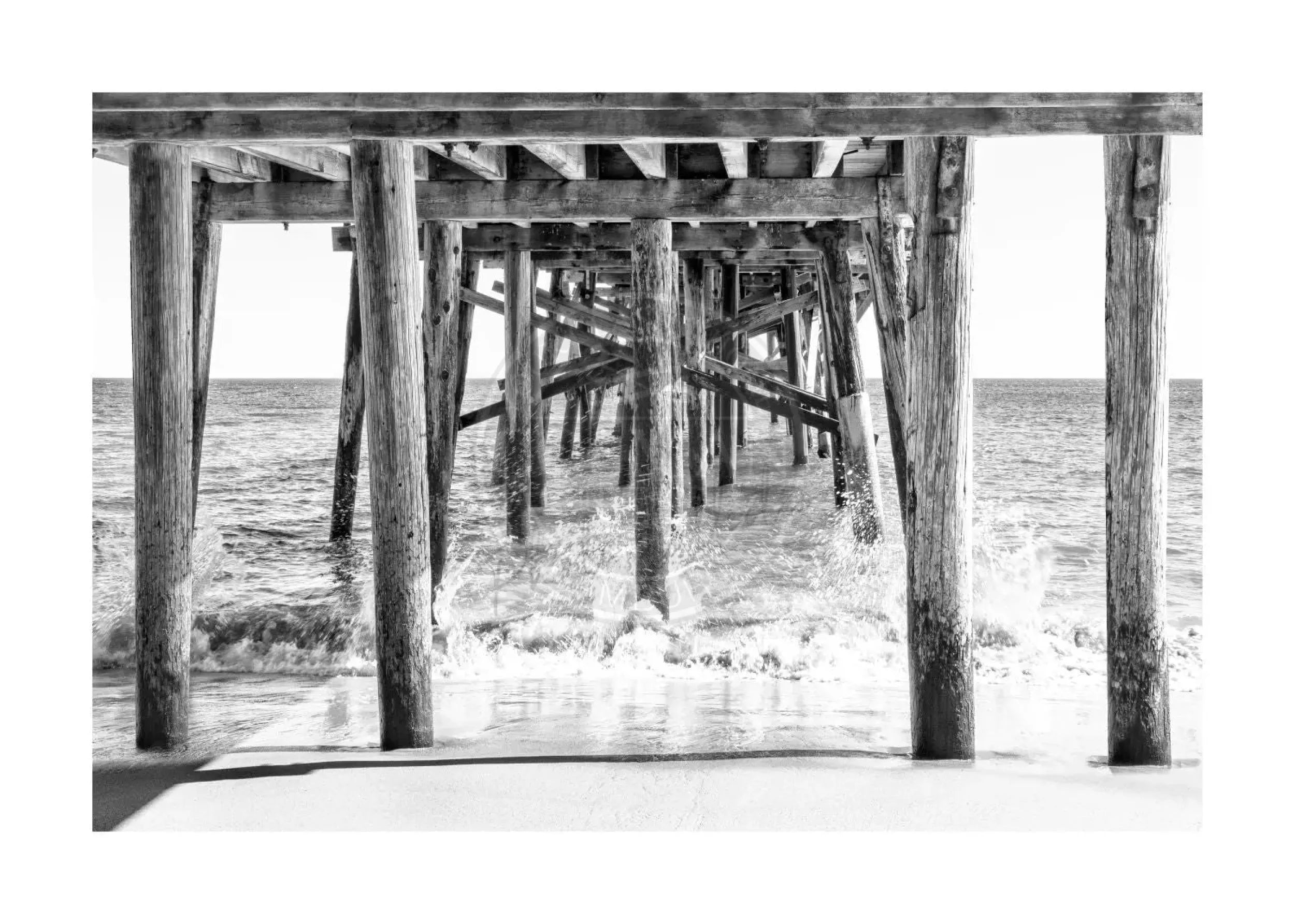 Schwarz-weiß Poster vom Kalifornien Pier, Cosman-Photocollection, A4-Größe, mit weißem Rand