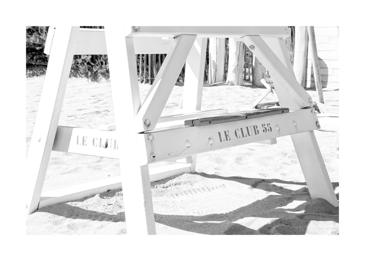 Schwarz-weiß Poster "Le Club 55" Saint Tropez von Cosman-Photocollection, A4-Größe, mit weißem Rand, dekoratives Wandbild