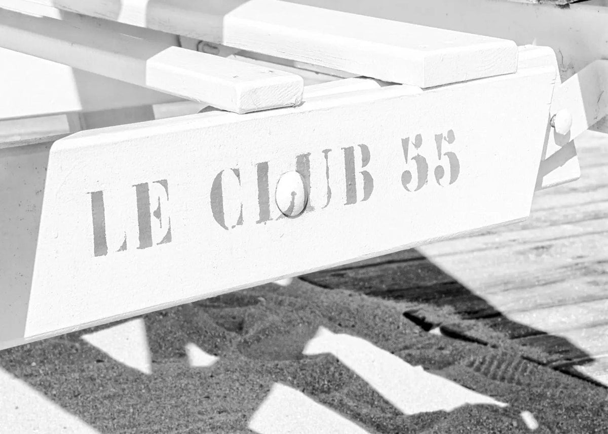 Schwarz-weiß Poster "Le Club 55" Saint Tropez von Cosman-Photocollection, A4-Größe, mit weißem Rand, Wanddekoration