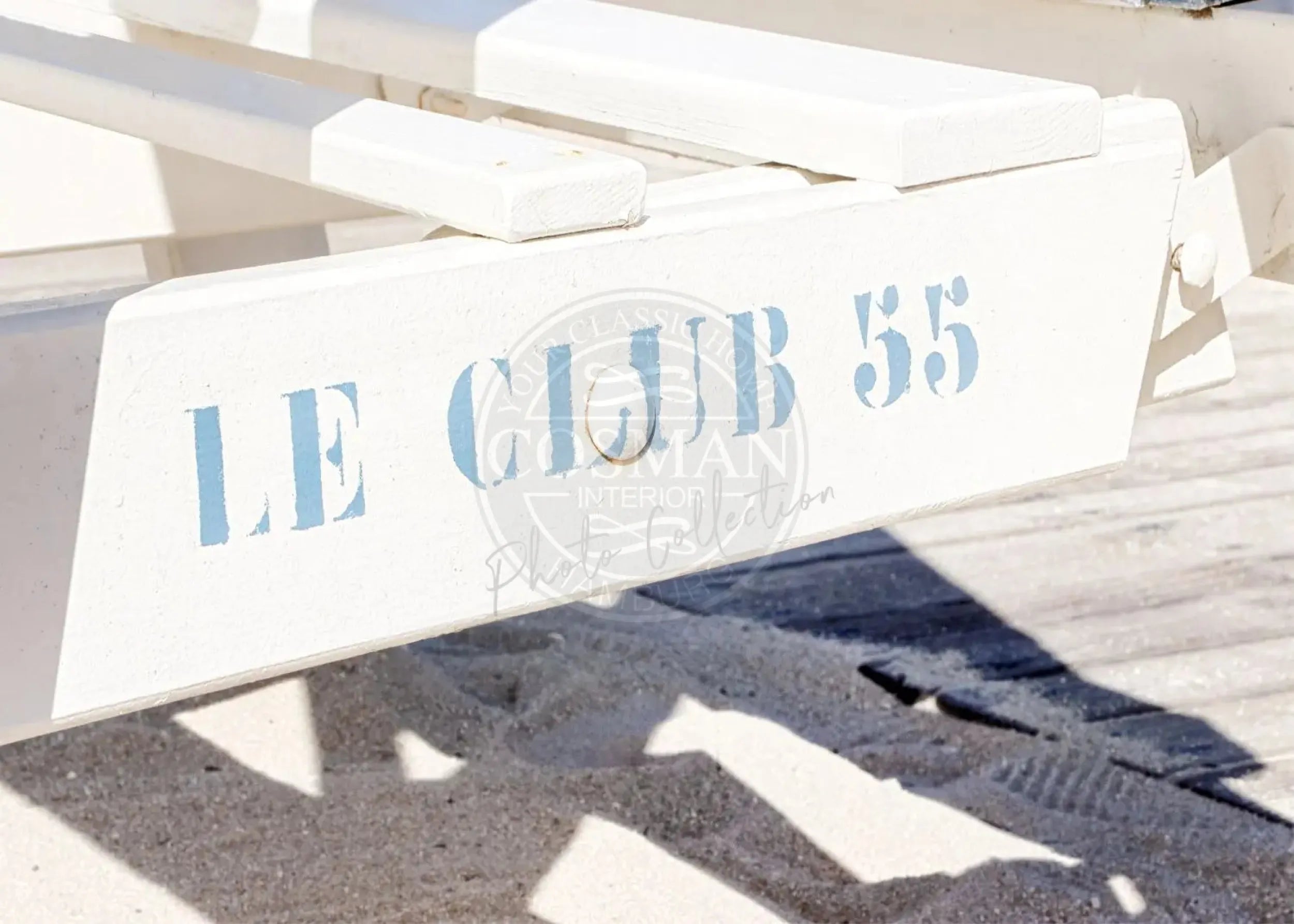Schwarz-weiß Poster „Le Club 55“ Saint Tropez von Cosman-Photocollection, A4-Größe, mit weißem Rand.