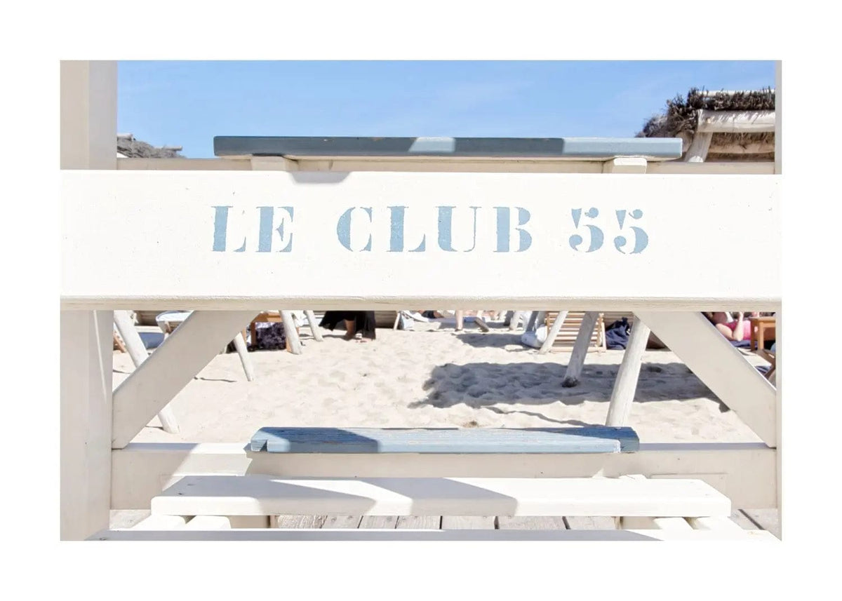 Schwarz-weiß Poster "Le Club 55" Saint Tropez von Cosman-Photocollection, A4-Größe, mit weißem Rand, hochwertiger Druck