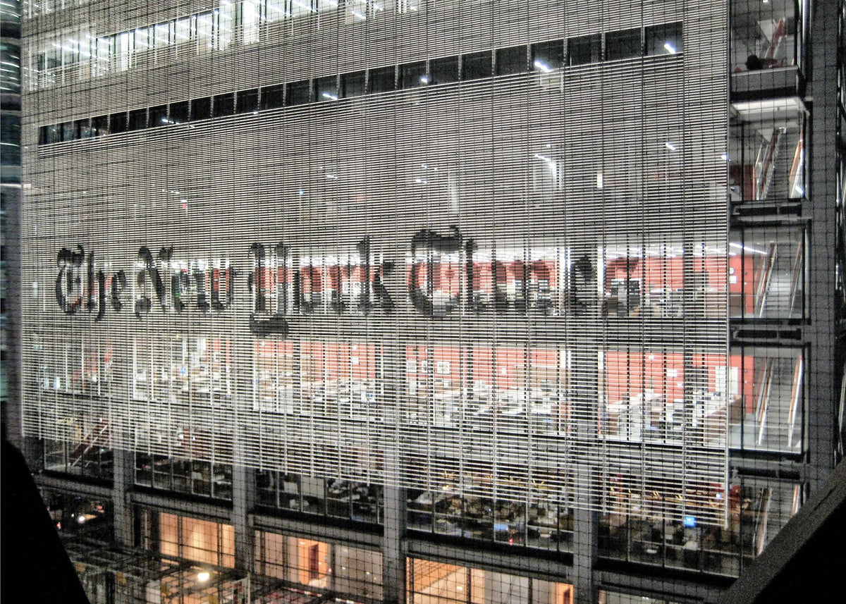 Schwarz-weiß Poster des New York "Times" Drucks von Cosman-Photocollection, mit weißem Rand, A4-Größe 29,7x21 cm